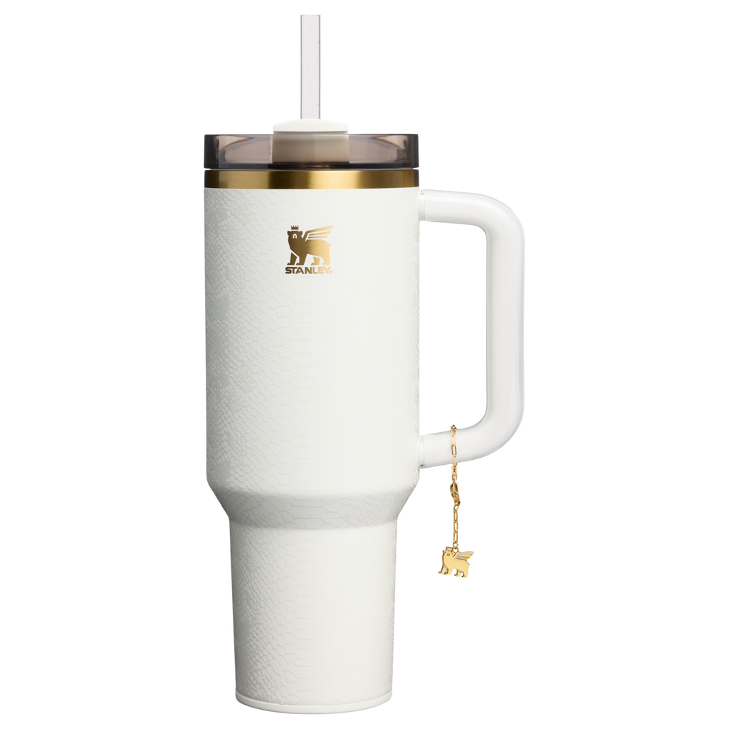 Car-Cup Friendly The Quencher Luxe H2.0 Flowstate Tumbler D170A - Double-Wall Vacuum Insulated Travel Tumbler with Straw - Pale Stone Snakeskin