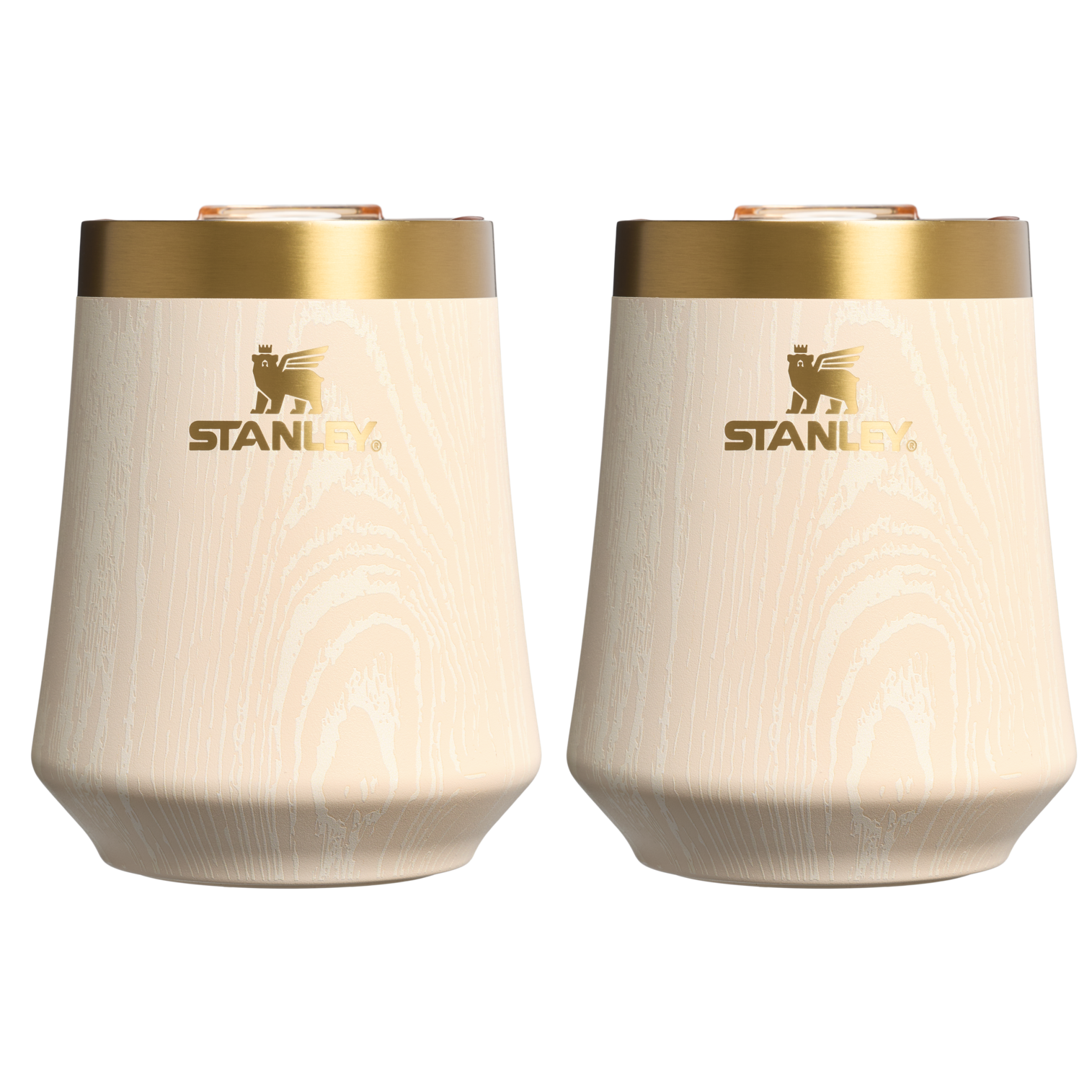 Shatterproof Luxury The Cheers & Cheer Reserve Wine Tumbler | 2-pack D190T - Premium Insulated Egg-Shaped Wine Glass for Outdoors - Birch Woodgrain