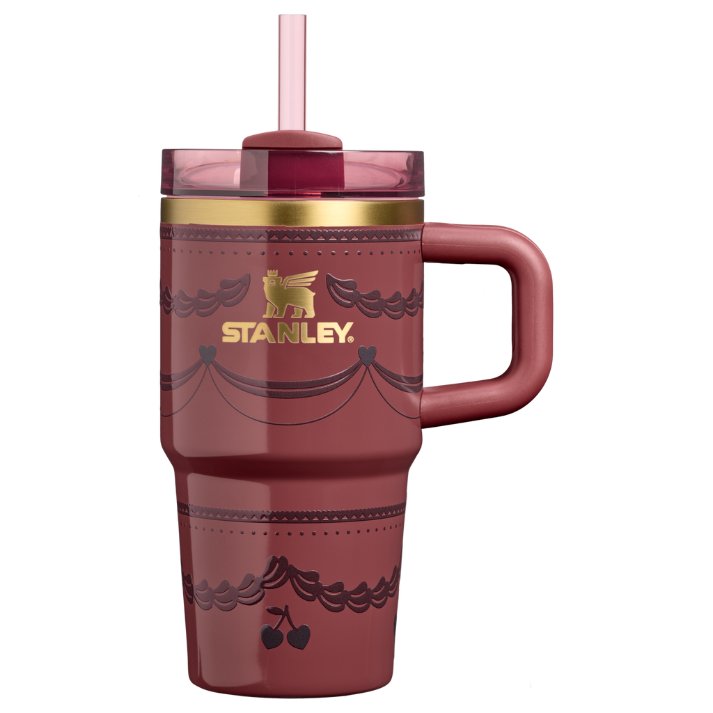 Car-Cup Friendly The Valentine’s Day Quencher H2.0  Flowstate Tumbler D234X - Double-Wall Vacuum Insulated Travel Tumbler with Straw - Red Velvet Cake