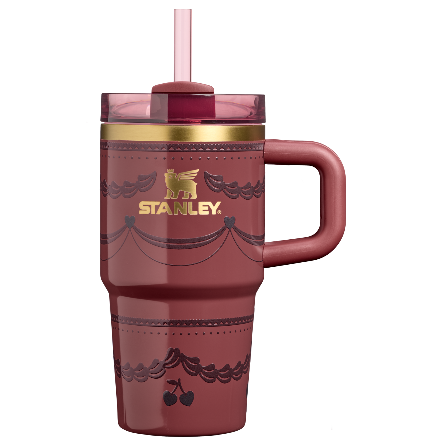 Car-Cup Friendly The Valentine’s Day Quencher H2.0  Flowstate Tumbler D234X - Double-Wall Vacuum Insulated Travel Tumbler with Straw - Red Velvet Cake