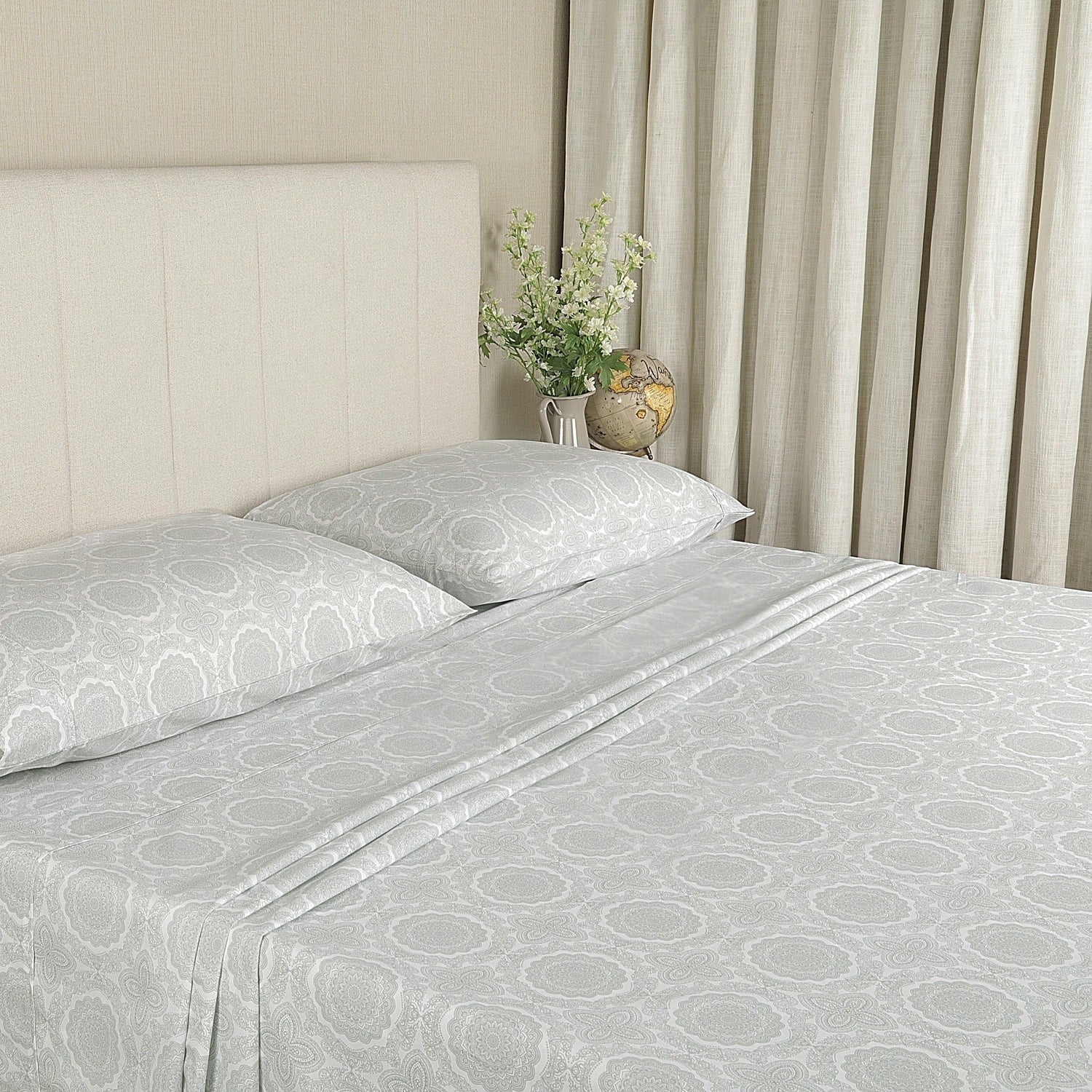 Breathable Luxury 100% Cotton Queen Sheets Set, 4 Piece Bed Sheets Set with HeiQ Fresh, Percale Weave, Hotel Luxury, Ultra Soft Sheets ... - Breathable Egyptian Cotton Flat & Fitted Sheets - Default Title