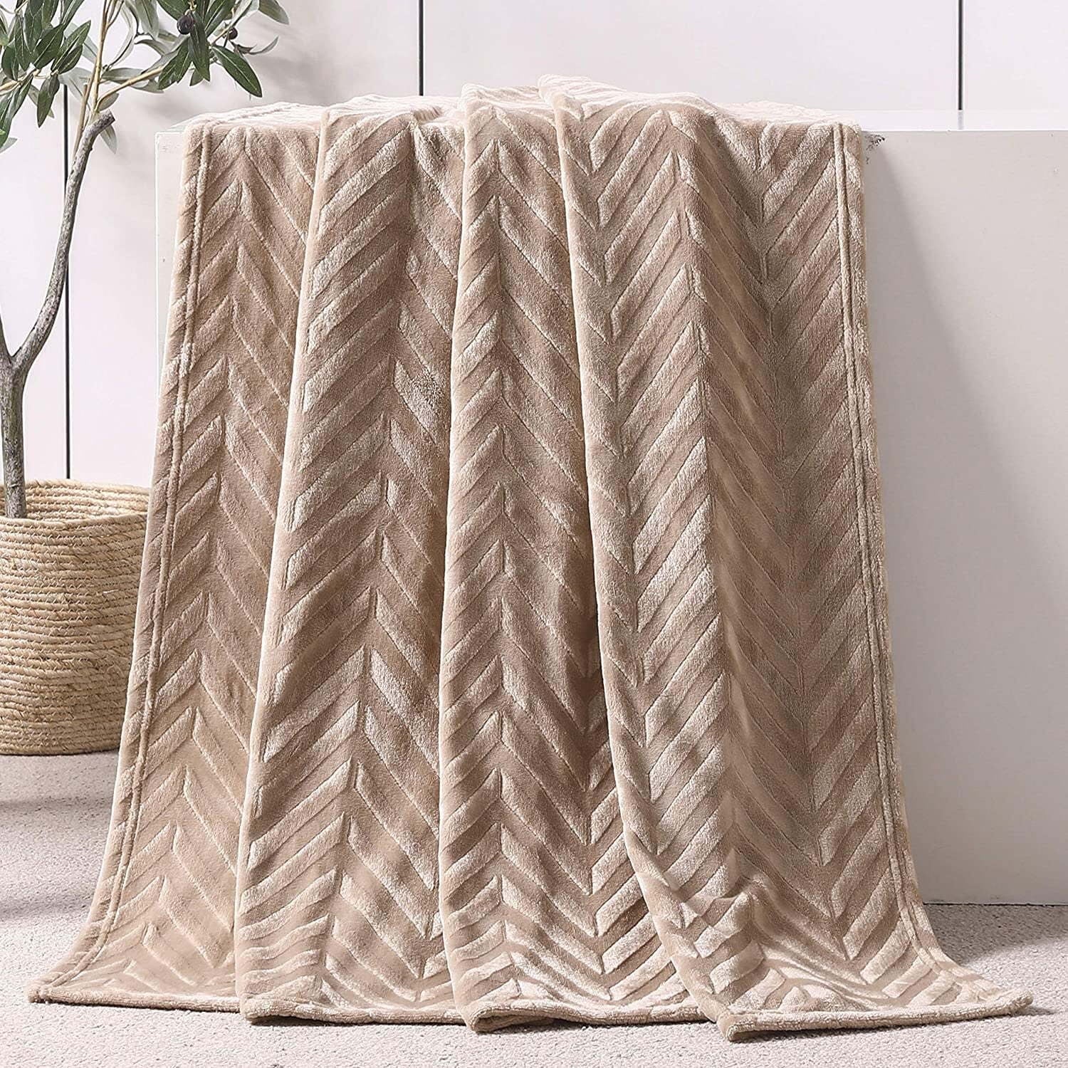 Cozy Fleece Soft Flannel Fleece Lightweight 50"x60" Throw Blanket, Brushed Chevron Design Fluffy Plush Cozy Blanket for All Seaso... - Lightweight Plush Warm Blanket for All Seasons - Default Title