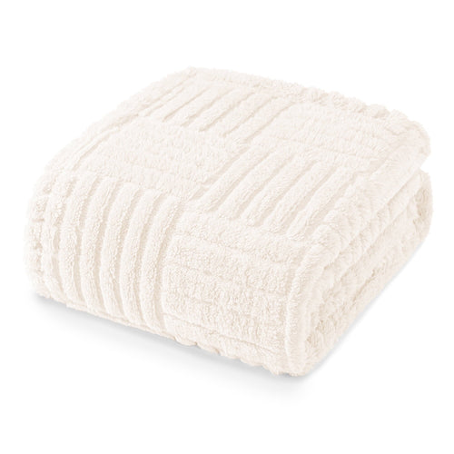 Decorative Knitted Fluffy Fleece Throw Blanket 50"x60" for Couch, Bed, Sofa, Fuzzy Soft Cozy Throw with Decorative Jacquard Pattern for ... - Lightweight Plush Warm Blanket for All Seasons - Default Title
