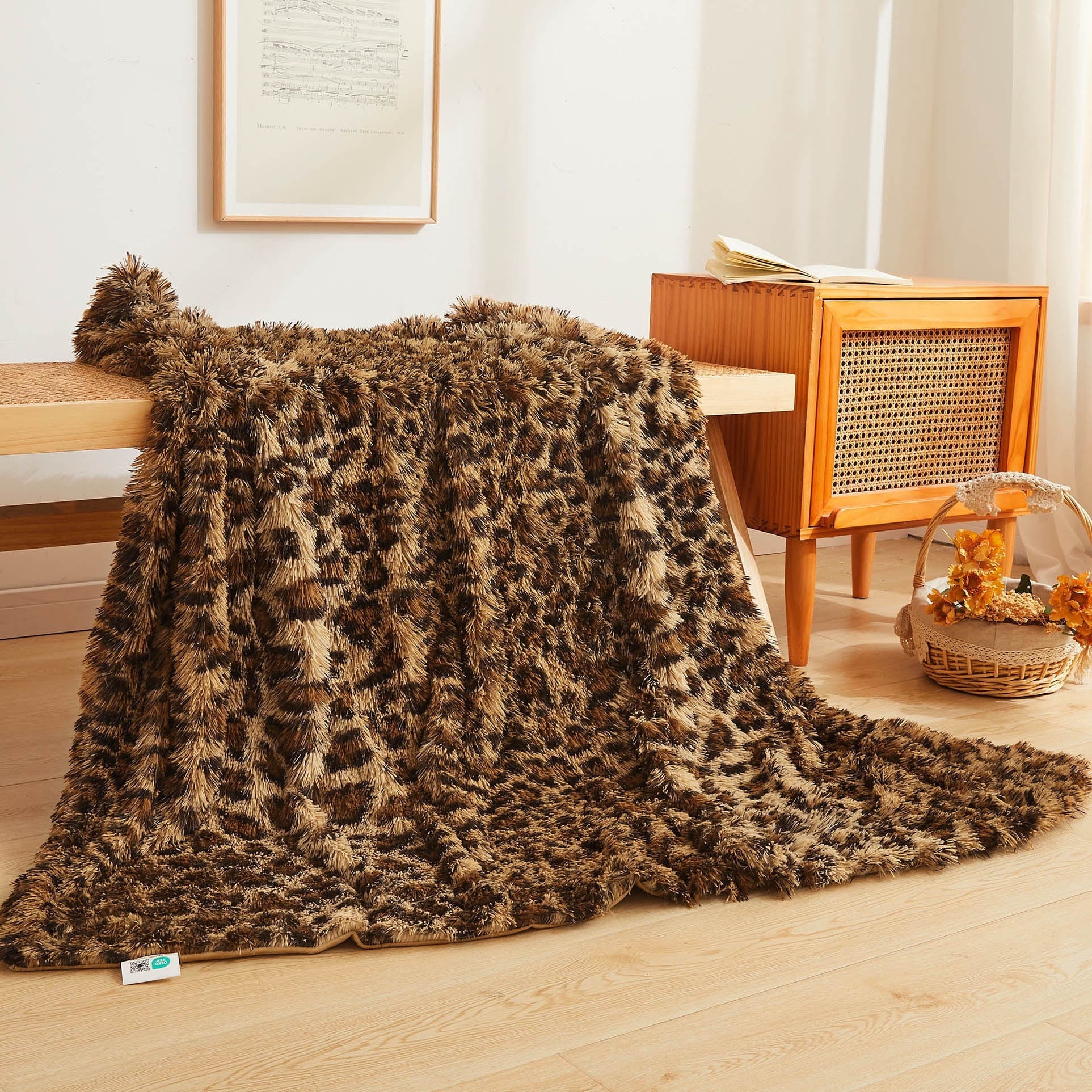 Super Soft Flannel Luxury Faux Fur Leopard Print Throw, Soft 50x60 Cheetah Print Fluffy Blanket, Shaggy Plush Decorative Couch Throw, Cu... - Super Soft Reversible Sherpa Flannel Blanket - Default Title