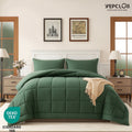 Hypoallergenic Cloud 3-Piece Twin Size Comforter Set, Green Down Alternative Reversible Bedding Set, All-Season Quilted Soft Comforter wit... - Luxurious Quilted Duvet Cover Set - Default Title