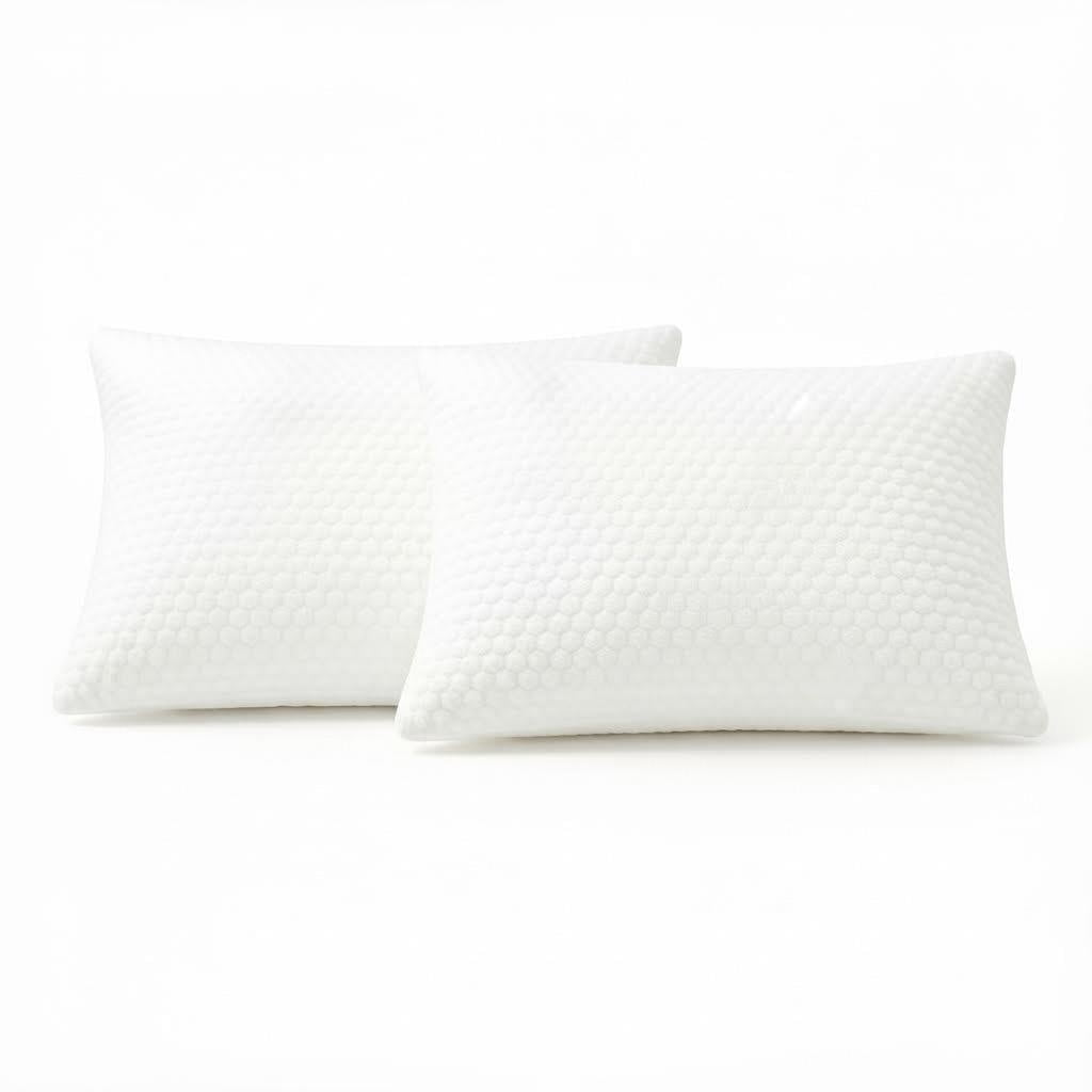 Ergonomic Memory Foam Queen Size Latex Pillow (2 Pack) Shredded Natural Latex Cooling Bed Pillows for Side & Back Sleepers, Medium Firm Sup... - Orthopedic Shredded Foam Bed Pillow Set - Default Title