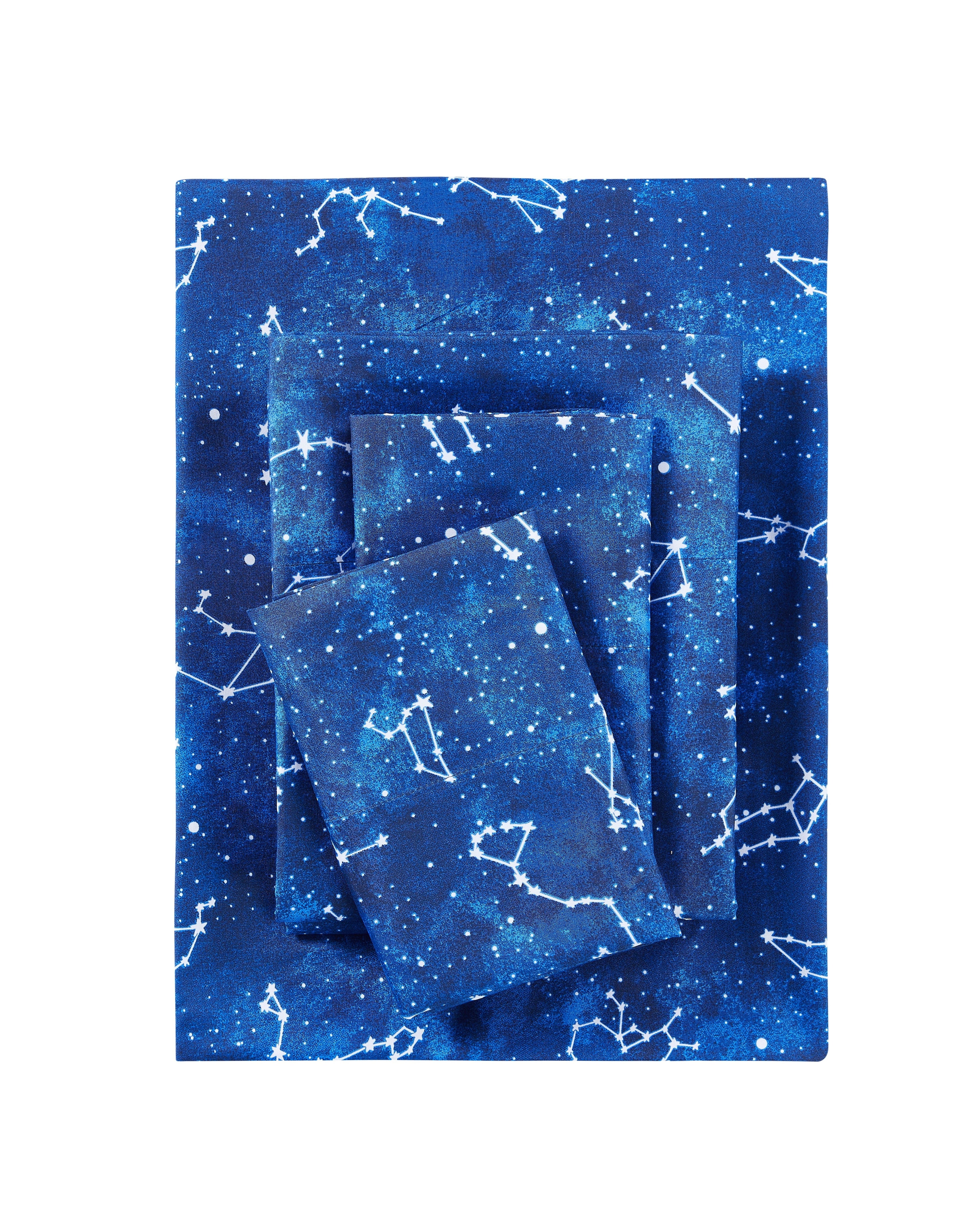 Cooling Sateen Kids Soft Microfiber Sheet Set, Navy Blue Stars, Full, 4 Pieces, Easy Care - Premium Ultra-Soft Pillowcase Pair for Sleeping - Default Title