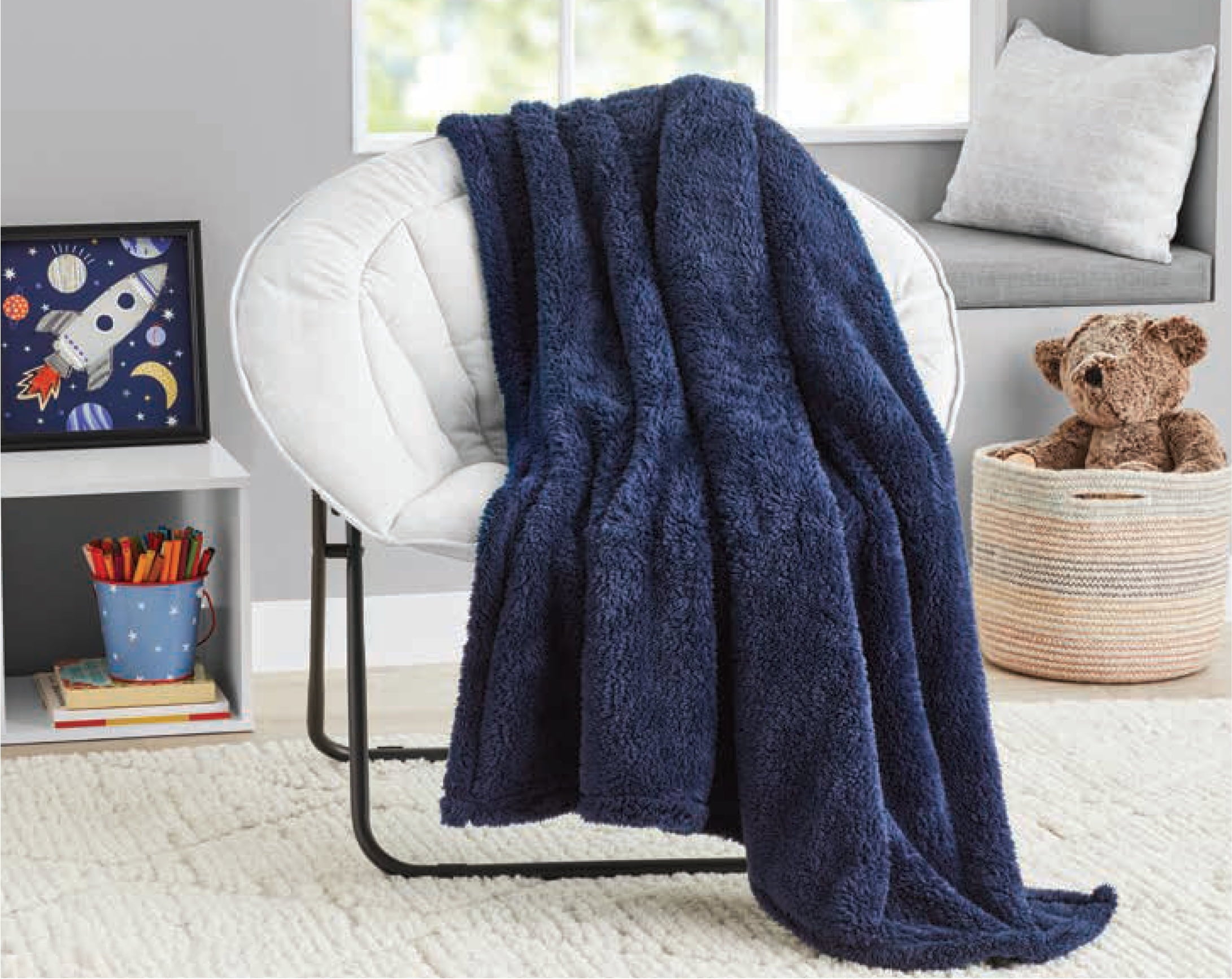 Super Soft Flannel Soft, Navy Blue, Oversized, Fuzzy, Throw Blanket for Kids, 72 x 50 inches - Super Soft Reversible Sherpa Flannel Blanket - Default Title