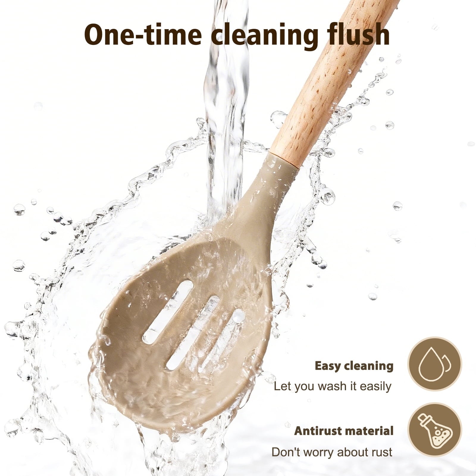High-Precision Silicone Cooking Utensils Set, Heat Resistant Kitchen Tools, 36 PCS Non-Stick Silicone Cooking Kitchen Utensils, Khaki - Multi-Purpose Hand Tool for Daily Meal Prep Detail