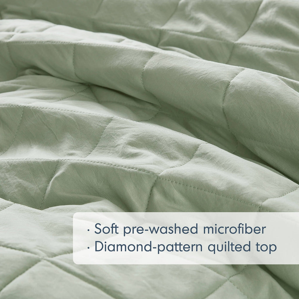 All-Season Full/Queen Comforter Set Sage, 3 Pieces Quilted Ruffle Comforters Full/Queen Size, Solid Bedding Comforters Sets, Gif... - Cloud-Like Soft Lightweight Bed Comforter Detail