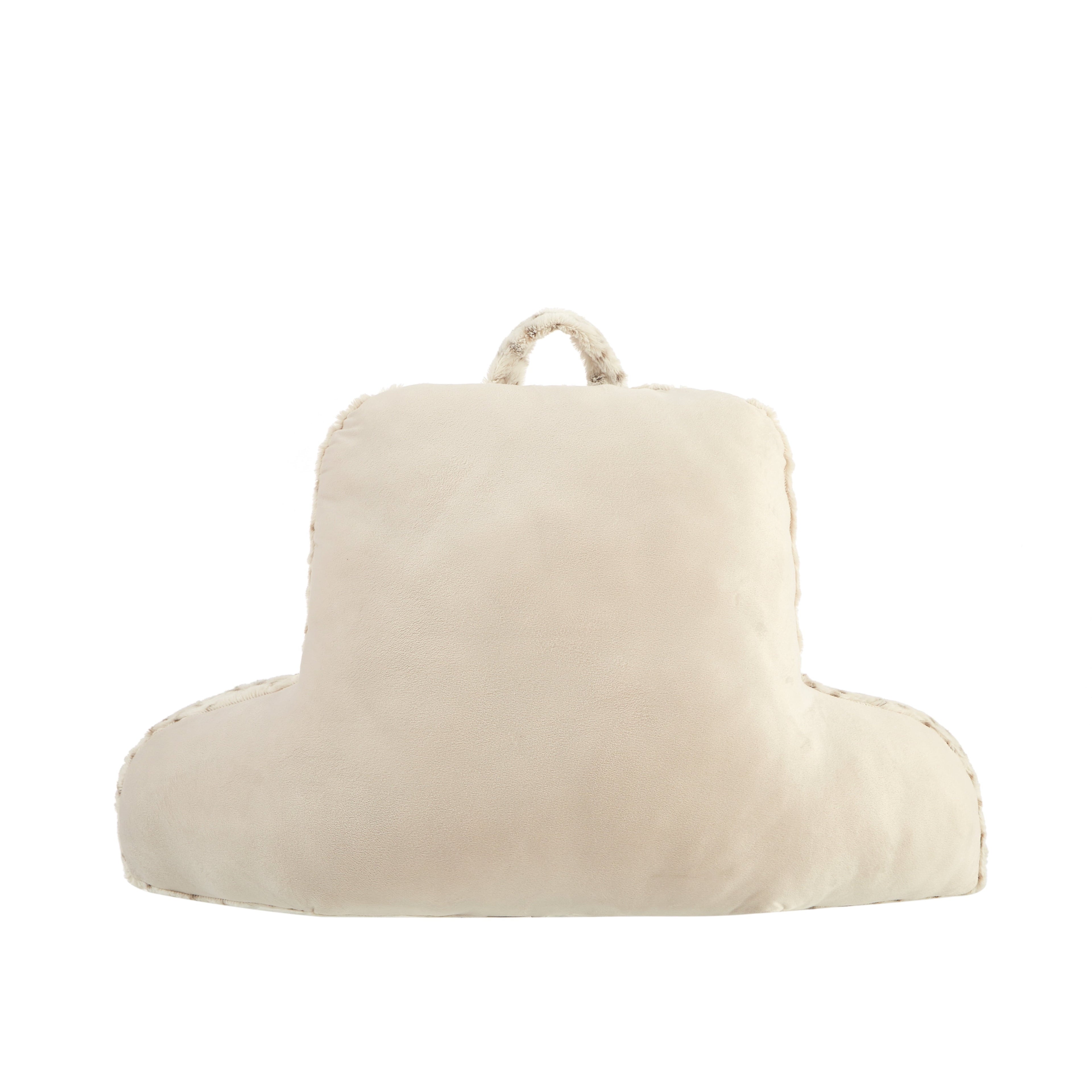 Decorative Plump Faux Fur Backrest Pillow for Adults, 23"x 30" Snow Leopard - Orthopedic Shredded Foam Bed Pillow Set Detail