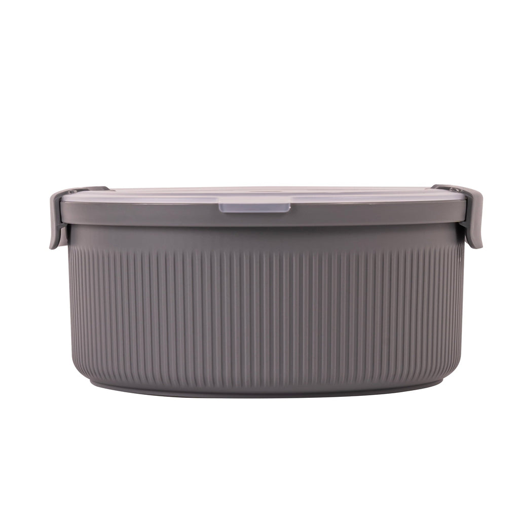 Deliciously Squishy Food Storage Bento Container, Round, Grey, 47oz Capacity, Ideal Use for Workday Meals and Travel - Deliciously Soft Cupcake Sensory Glob Detail