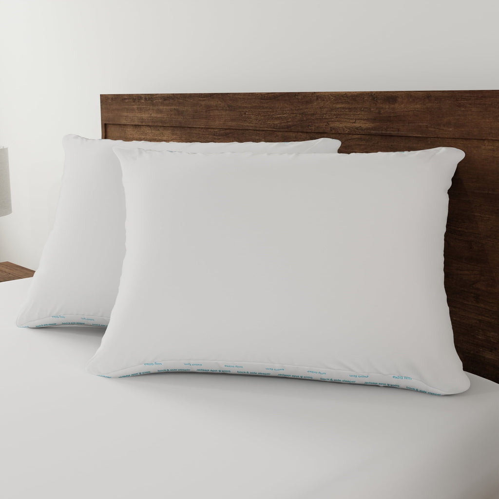 Decorative Plump Back & Side Sleeper Bed Pillow, Standard/Queen - Extra Firm Support (4 Pack) - Hotel Quality Plush Sleeping Pillows Detail