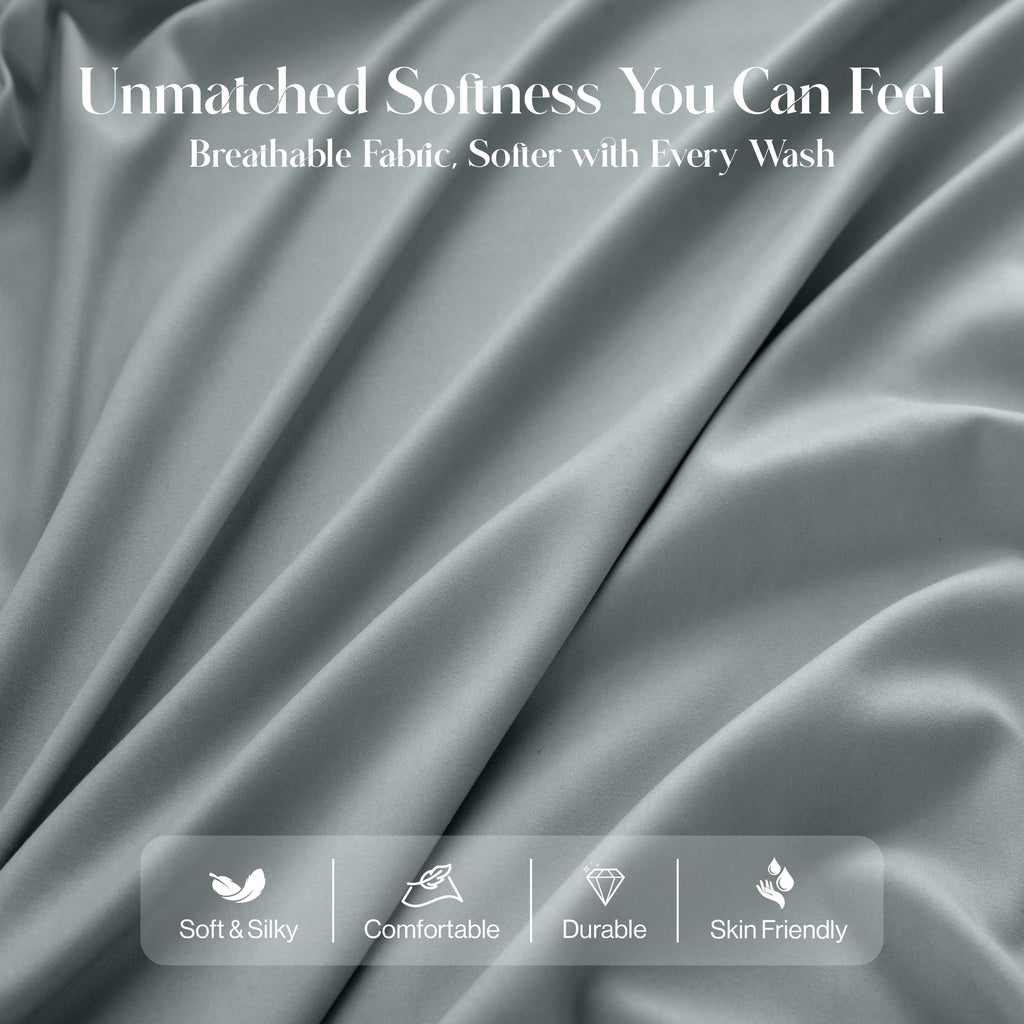 Breathable Luxury Bed Sheets - 6 Piece Ultra-Soft Microfiber Sheets Set, Deep Pocket Fitted Sheet, Flat Sheet & 4 Pillowcases, Breathab... - Premium Ultra-Soft Pillowcase Pair for Sleeping Detail