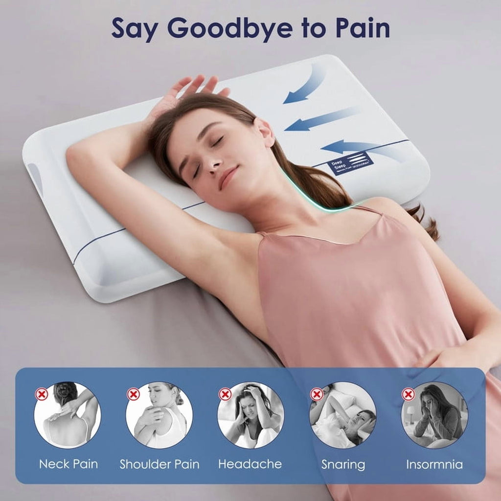 Ergonomic Memory Foam Cooling Memory Foam Bed Pillow for Neck Pain Relief, Two-Sided Cooling Pillow for Back, Stomach and Side Sleepers, Tw... - Decorative Throw Pillow Cushion for Sofa & Bed Detail