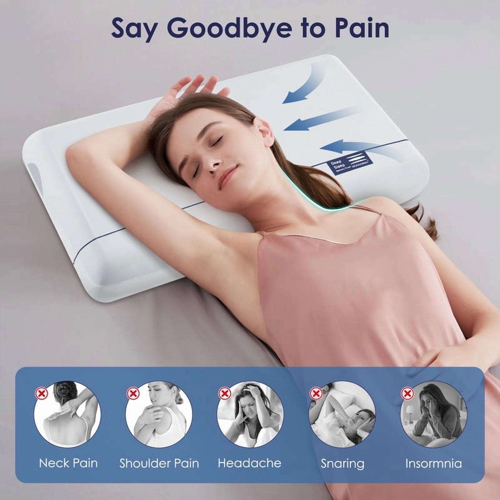 Ergonomic Memory Foam Cooling Memory Foam Bed Pillow for Neck Pain Relief, Two-Sided Cooling Pillow for Back, Stomach and Side Sleepers, Tw... - Decorative Throw Pillow Cushion for Sofa & Bed Detail