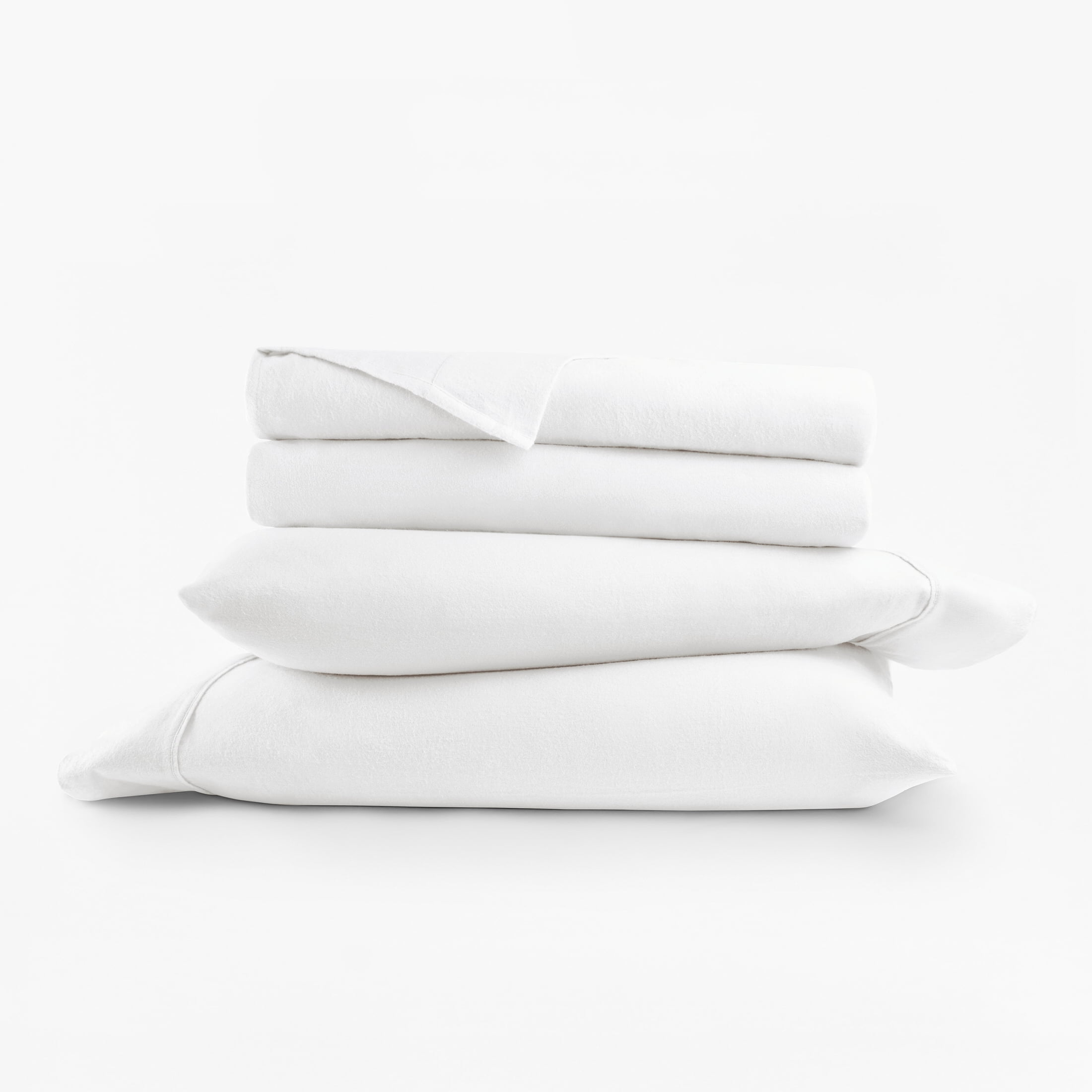 Wrinkle-Resistant 100% Cotton Flannel Bed Sheets Set for Full Size Bedding in White - Luxury Bed Sheet Set with Deep Pockets Detail