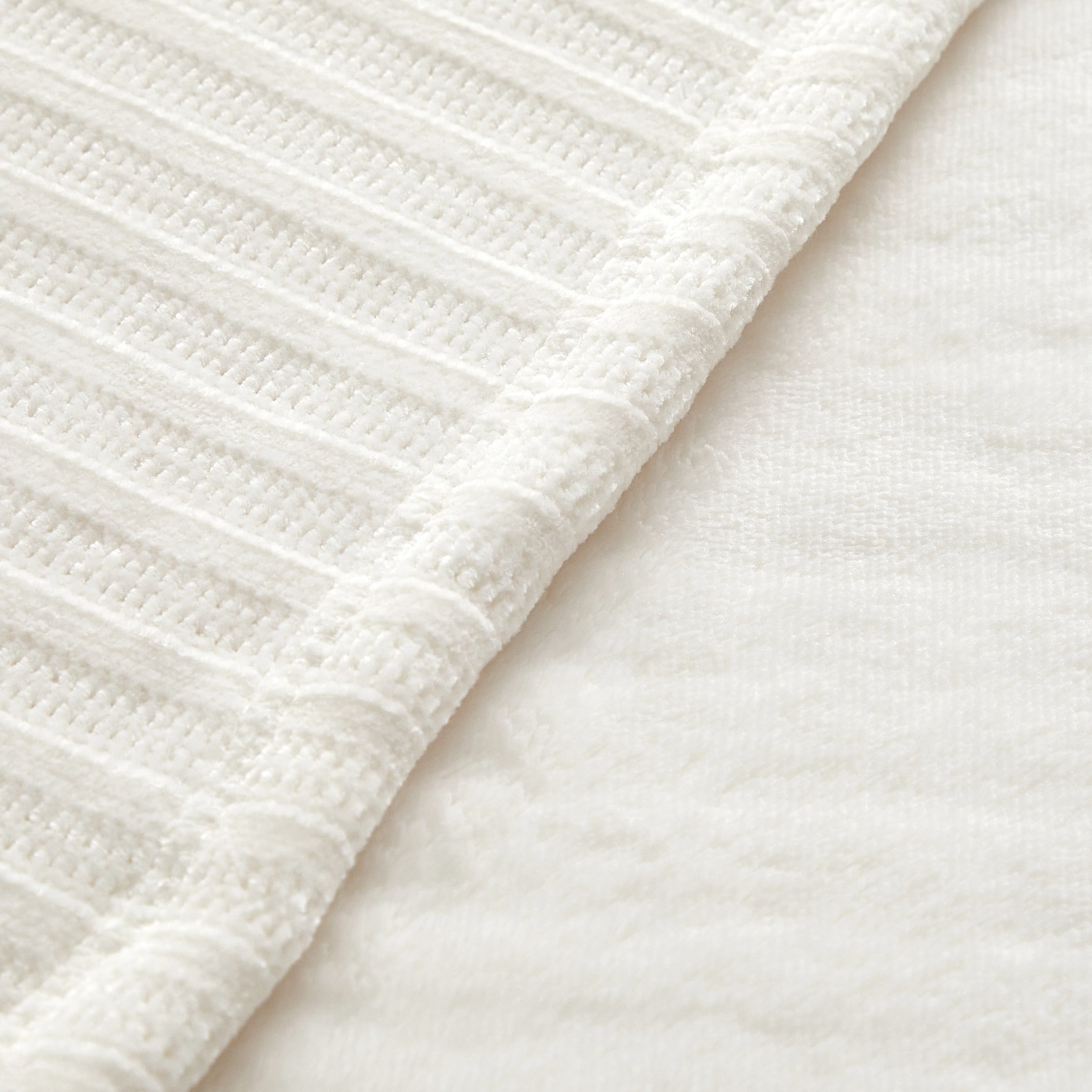 Decorative Knitted Cozy Chenille Reverse to Plush Soft Couch Throw, Vanilla Dream, Standard Size - Lightweight Plush Warm Blanket for All Seasons Detail