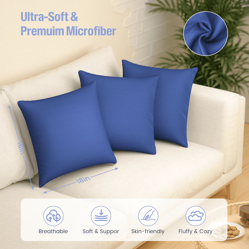 Fluffy Shredded Throw Pillow Inserts Set of 2, Indoor Decorative 18x18 inches Square Pillows for Couch, Sofa, Bed, Supportive Cushion... - Decorative Throw Pillow Cushion for Sofa & Bed Detail