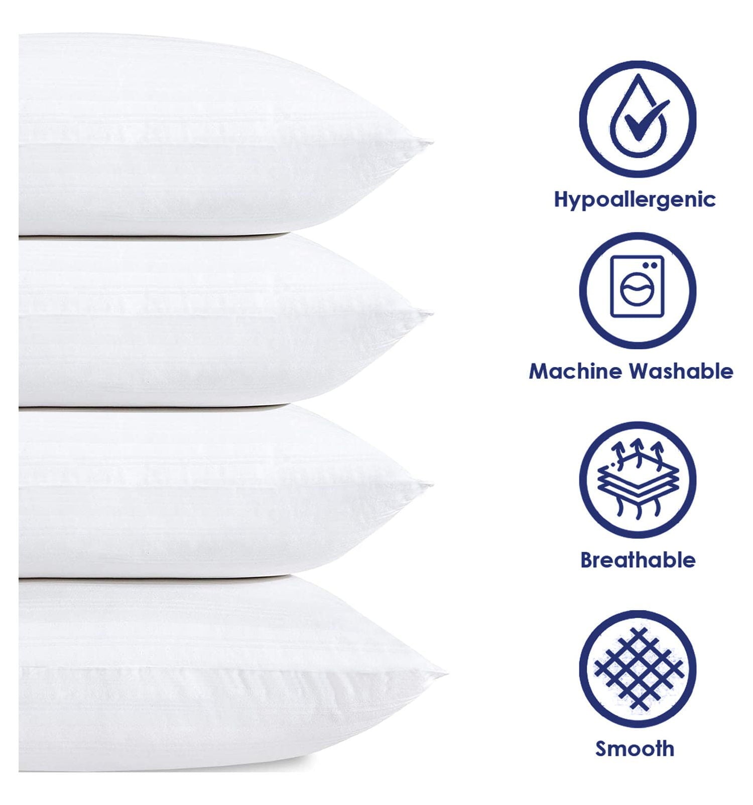 Orthopedic Support 2-Pack Hypoallergenic Down-Alternative, Throw Pillow Inserts (20" x 20") - Decorative Throw Pillow Cushion for Sofa & Bed Detail
