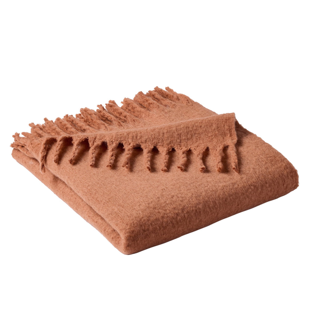 Super Soft Flannel Faux Mohair Cozy Couch Throw Blanket Terracotta Clay, 50x72" - Cozy Fleece Throw Blanket for Couch & Bed Detail
