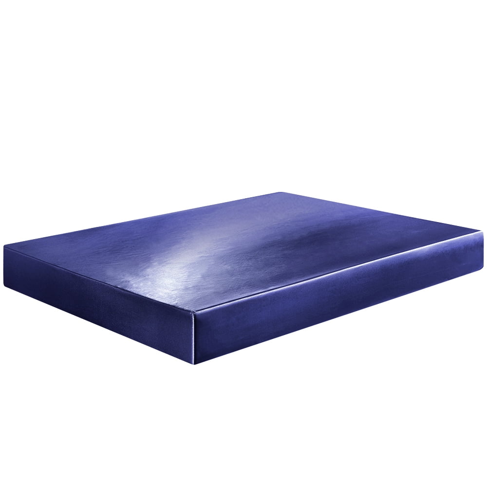 Premium Egyptian Cotton Fitted Sheet Deep Pocket Bed Sheet Satin Silk Sheets Ultra Soft Machine Washable Twin, Navy Blue - Luxury Bed Sheet Set with Deep Pockets Detail