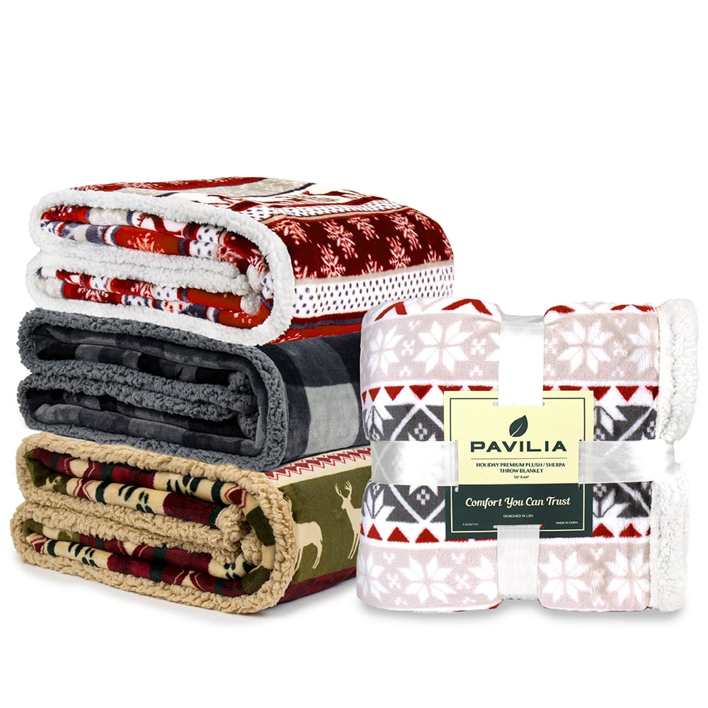 Super Soft Flannel Premium Plush Sherpa Throw Christmas Blanket | Soft, Warm, Cozy, Reversible Microfiber Winter Cabin Throw | Plaid Hol... - Super Soft Reversible Sherpa Flannel Blanket Detail
