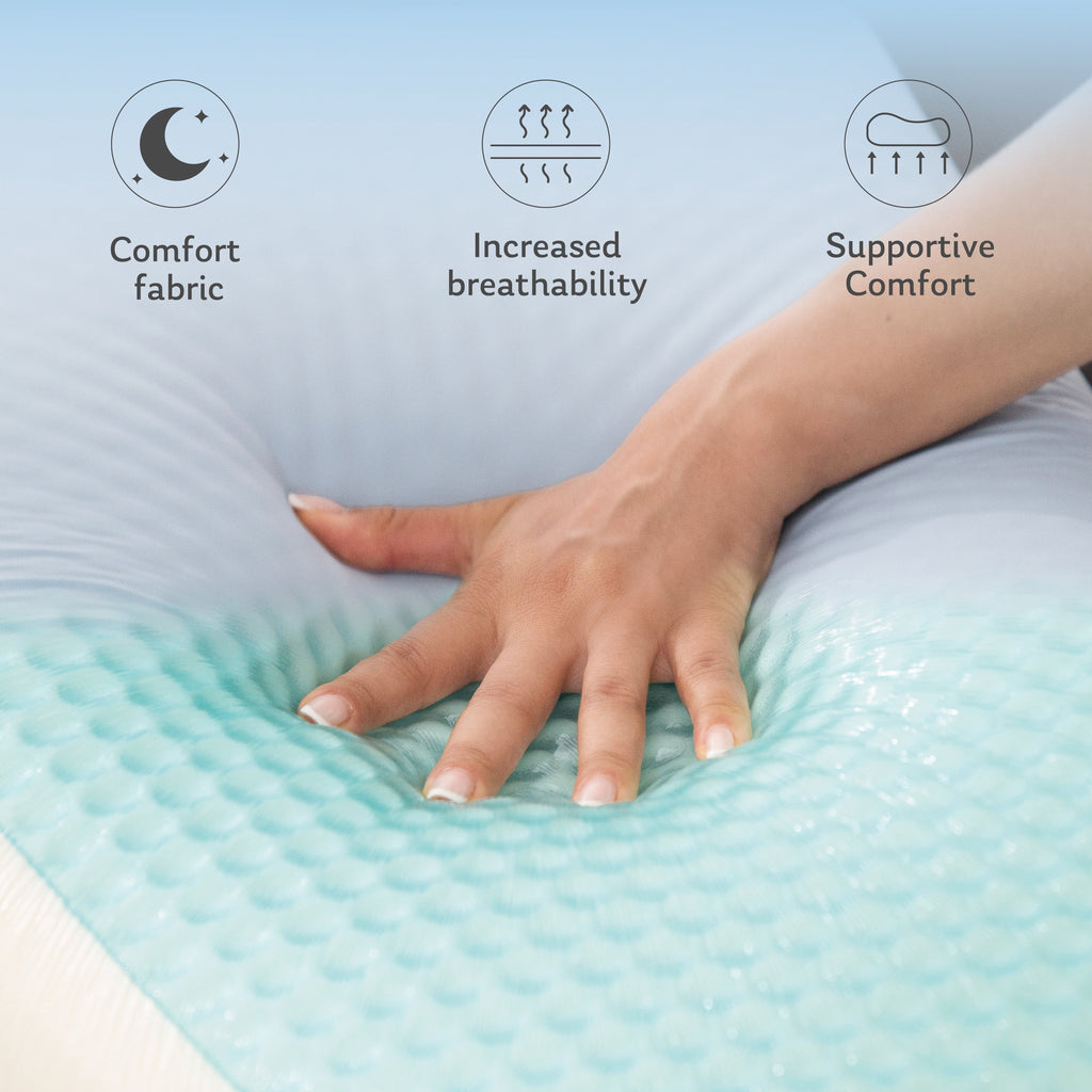 Fluffy Shredded Memory Foam Pillow, Cooling Gel Bed Pillow, Queen, Blue - Orthopedic Shredded Foam Bed Pillow Set Detail