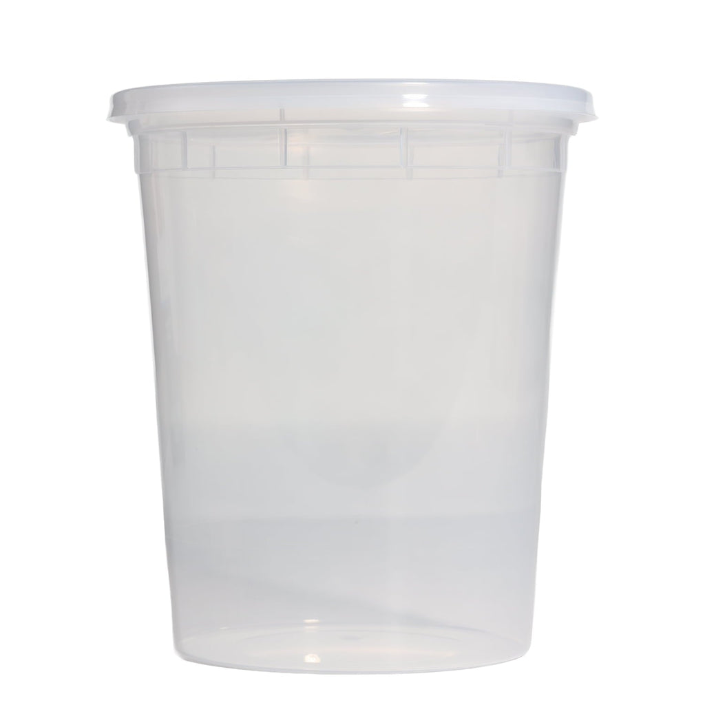 Playful Geometric 40 Piece 32oz Plastic Deli Container, Ideal Use for Meal Prep and Batch Cooking - Deliciously Soft Cupcake Sensory Glob Detail
