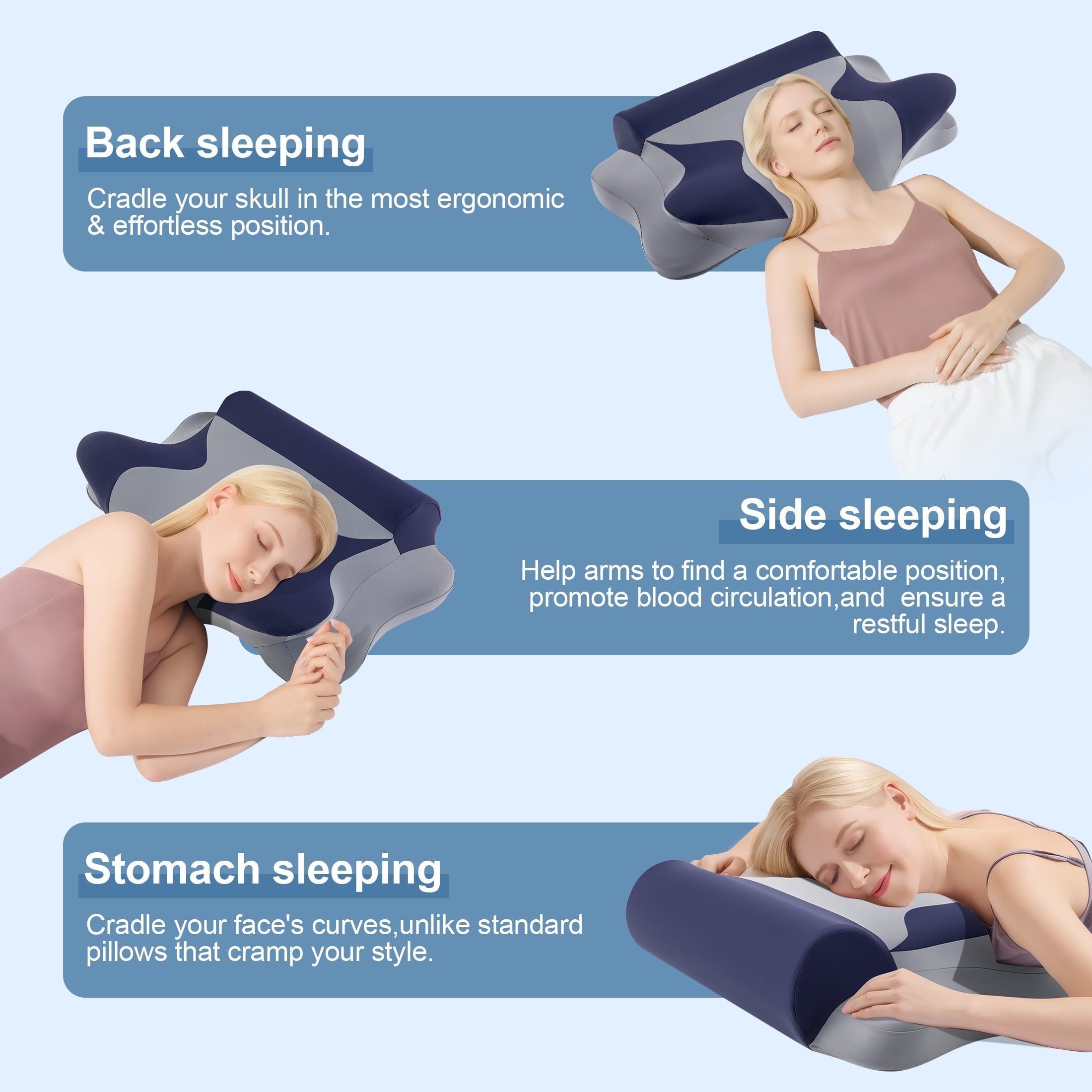 Decorative Plump Cooling Bed Pillow for Neck & Shoulder Pain Relief, Cervical Support Comfort Pillow for Side Back Stomach Sleeper, Er... - Orthopedic Shredded Foam Bed Pillow Set Detail