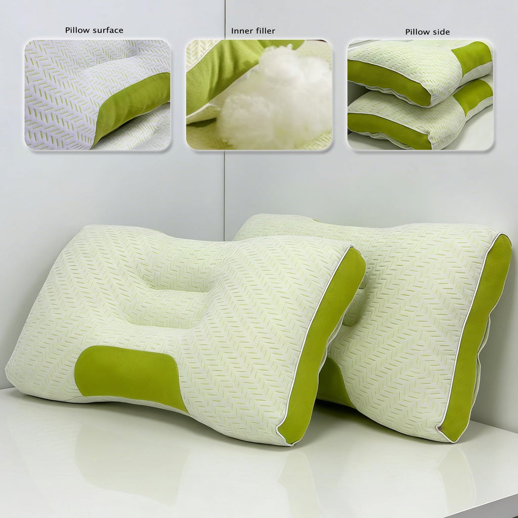 Hotel Collection 2-Pack Bamboo Fiber Bed Pillow (29.13" x 18.9") - A-Class Safe and Cooling - Orthopedic Shredded Foam Bed Pillow Set Detail