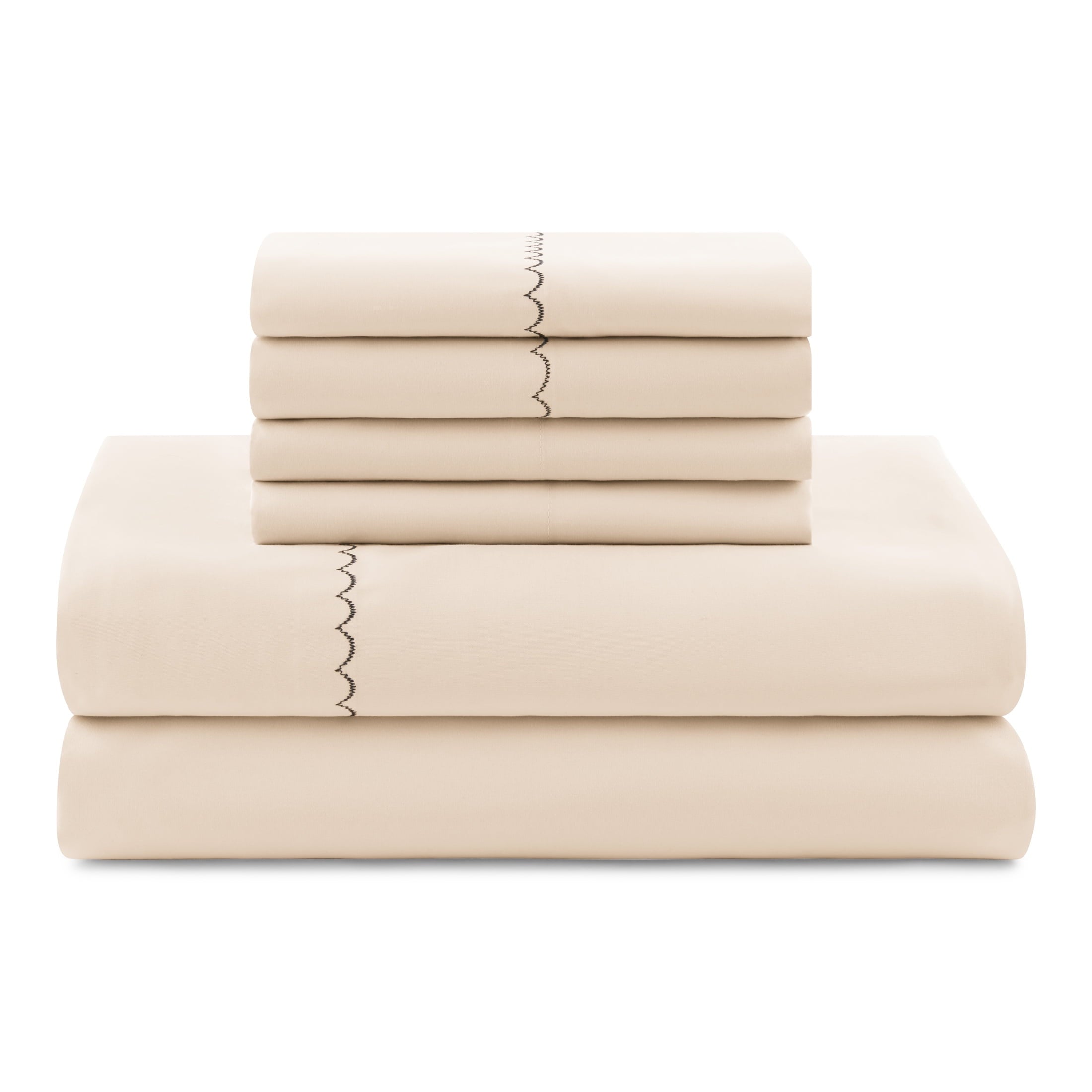 Luxurious Quilted Soft Touch Bed in a Bag 11-Piece Reversible Tan & Black Striped Comforter Set with Sheets, Queen - Hypoallergenic Ultra-Fluffy Quilt for Winter Detail