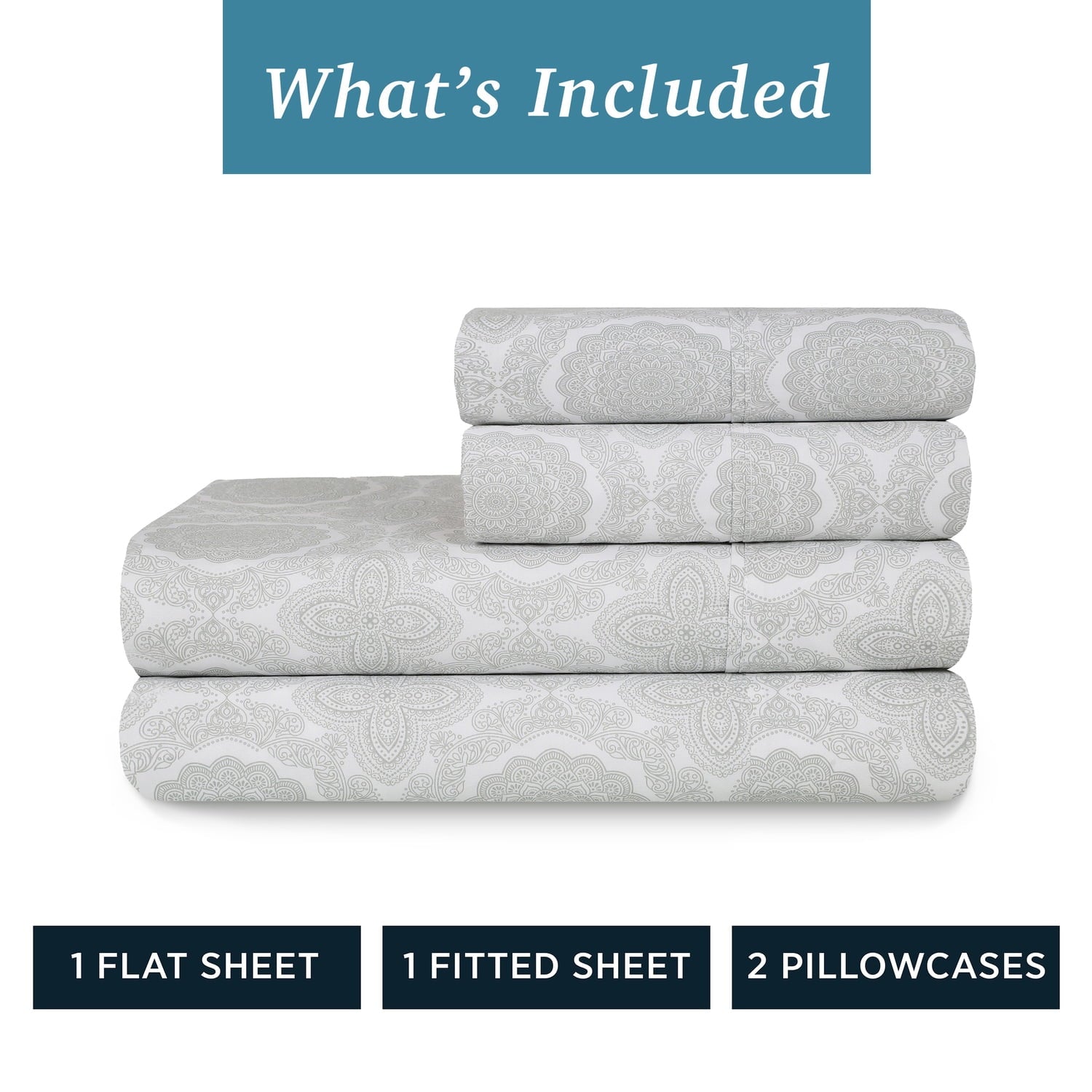 Breathable Luxury 100% Cotton Queen Sheets Set, 4 Piece Bed Sheets Set with HeiQ Fresh, Percale Weave, Hotel Luxury, Ultra Soft Sheets ... - Breathable Egyptian Cotton Flat & Fitted Sheets Detail