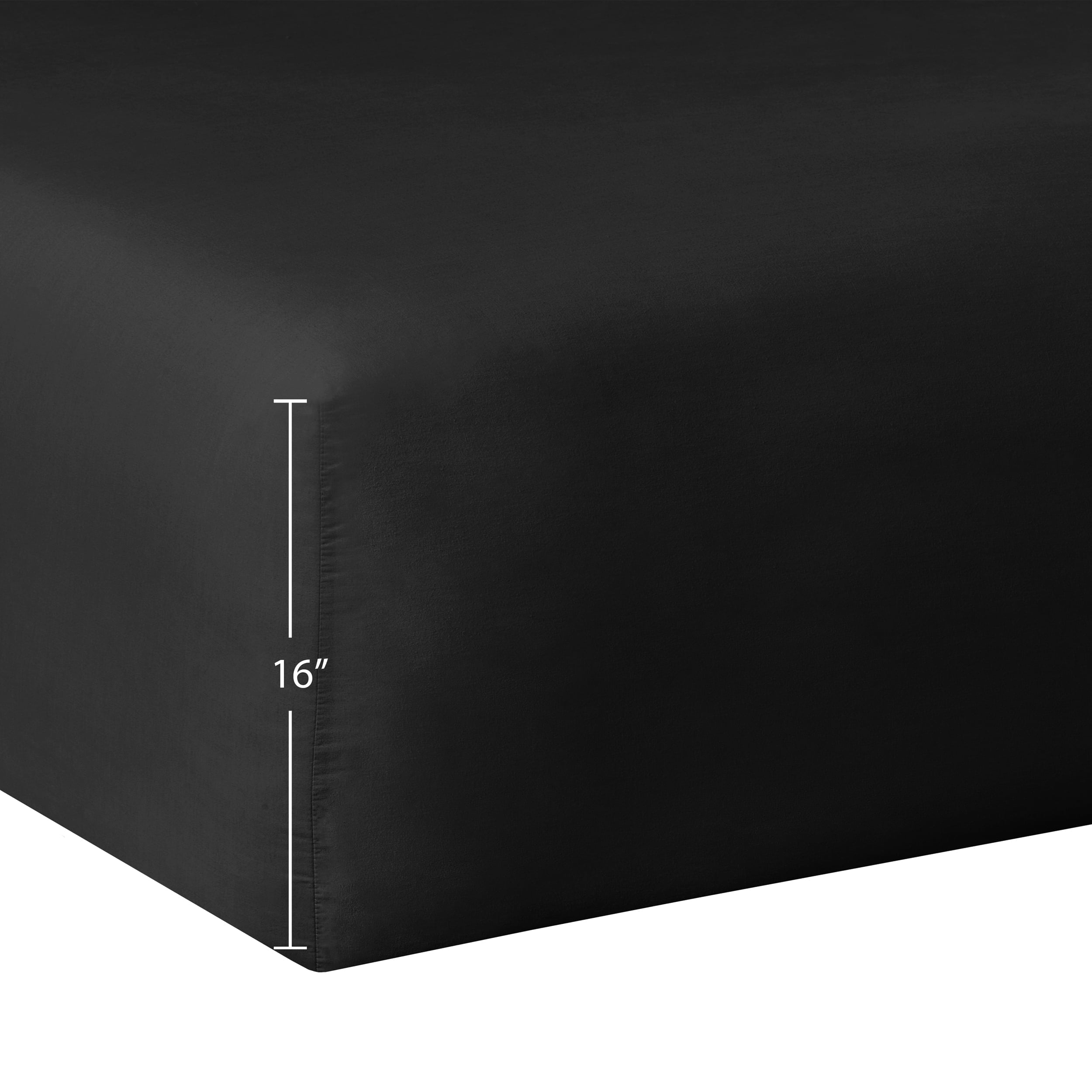 Premium Egyptian Cotton Easy Care Solid Rich-Black CVC Cotton Blend Fitted Sheet, Full - Breathable Egyptian Cotton Flat & Fitted Sheets Detail