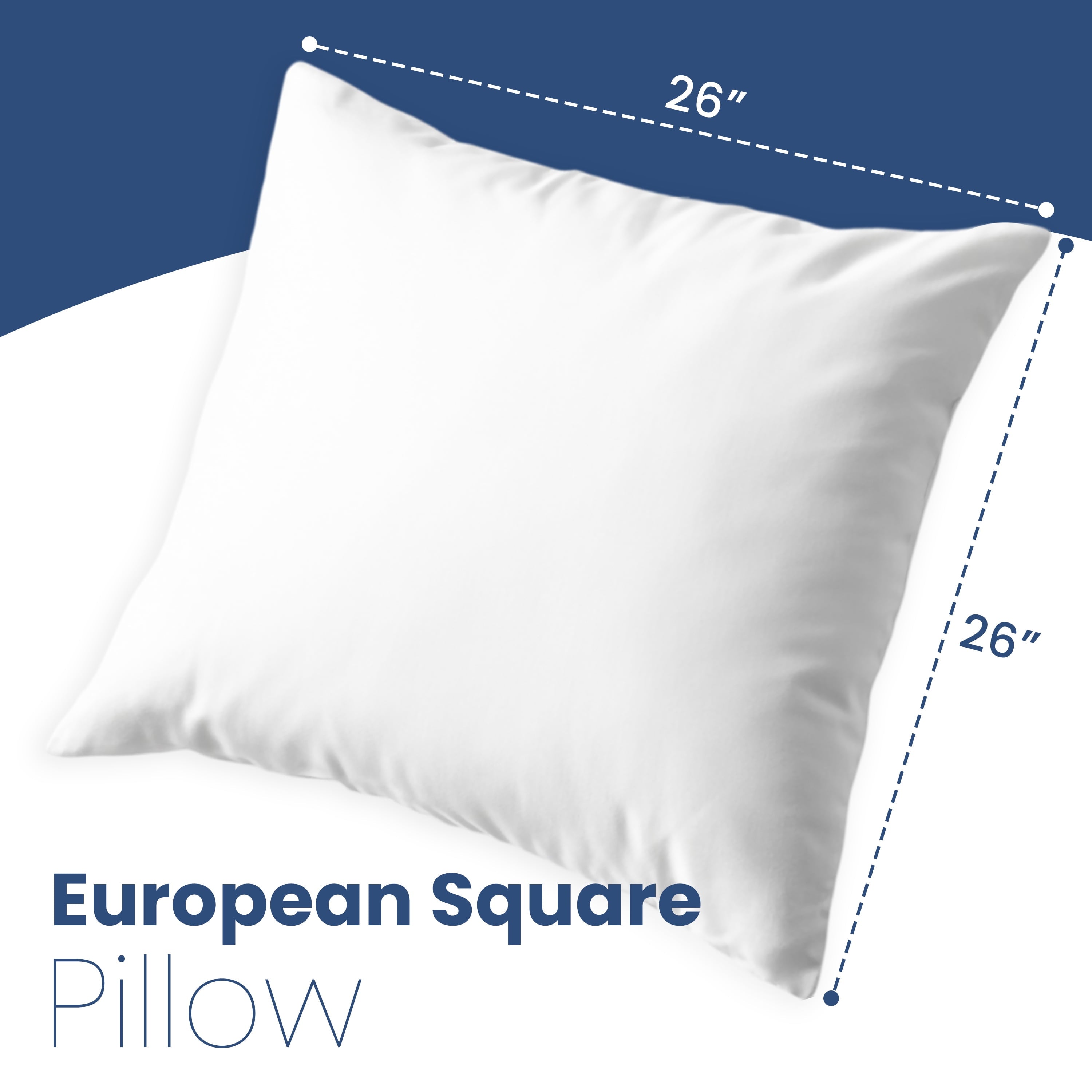 Fluffy Shredded Down Alternative White Euro Pillow Insert 26x26 – Soft & Durable - Ergonomic Memory Foam Pillow for Neck Pain Support Detail