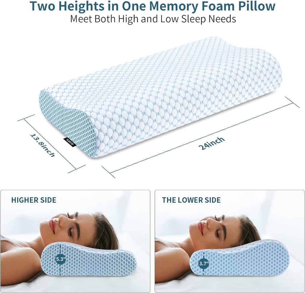 Orthopedic Support for Neck Pain Relief, Contour Memory Foam s for Sleeping, Odorless Ergonomic Adjustable Orthopedic Cooling Bed Neck S... - Ergonomic Memory Foam Pillow for Neck Pain Support Detail