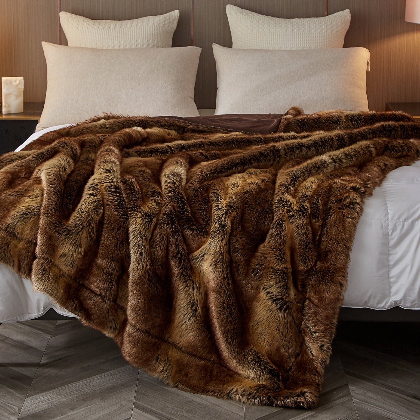 Cozy Fleece Luxury Faux Fur Throw Blanket for Bed Super Thick Warm Long Fluff Fuzzy Blankets for Bedroom Living Room, 60" x 80", ... - Cozy Fleece Throw Blanket for Couch & Bed Detail