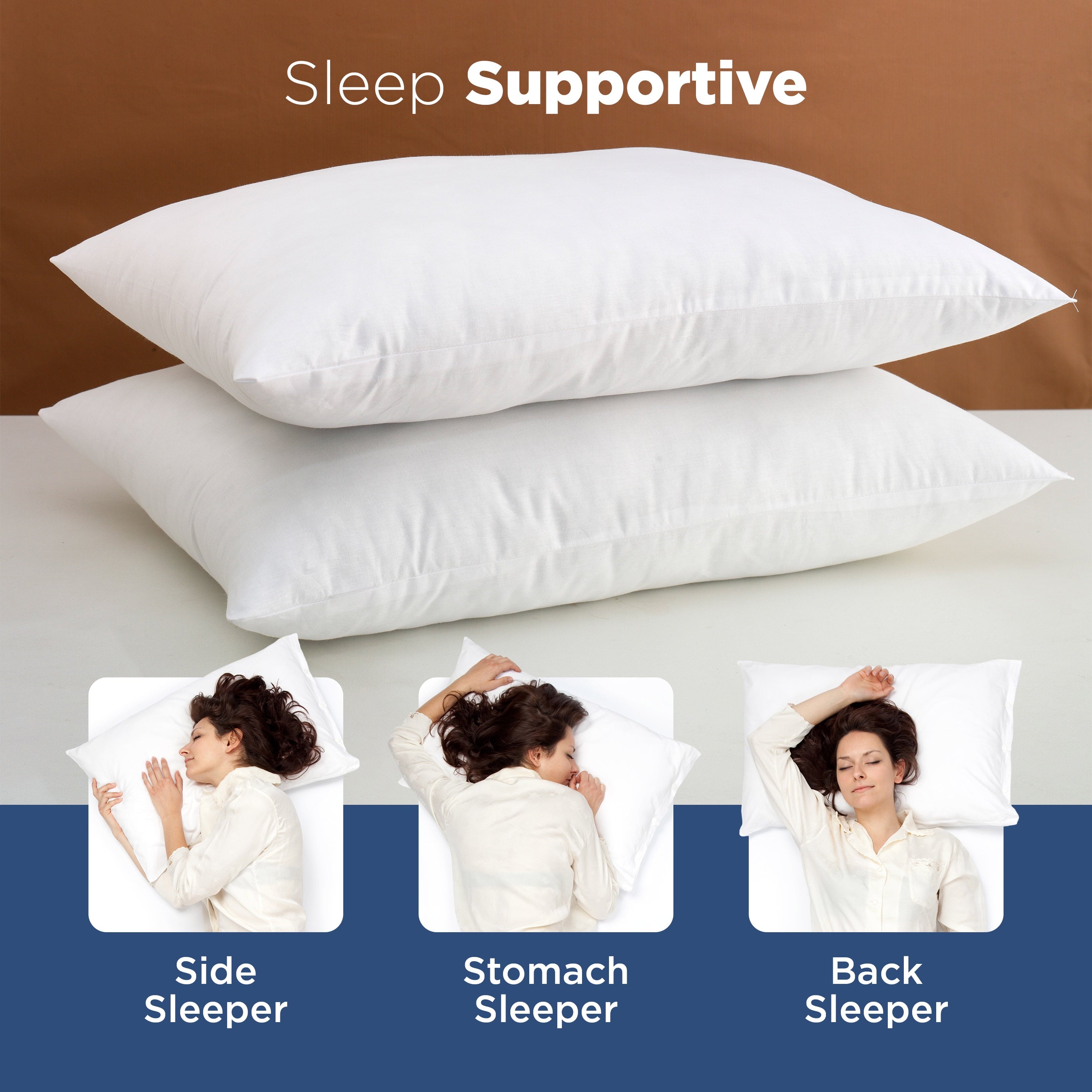 Orthopedic Support 2-Pack Down Alternative White Bed Pillows, Standard - Orthopedic Shredded Foam Bed Pillow Set Detail