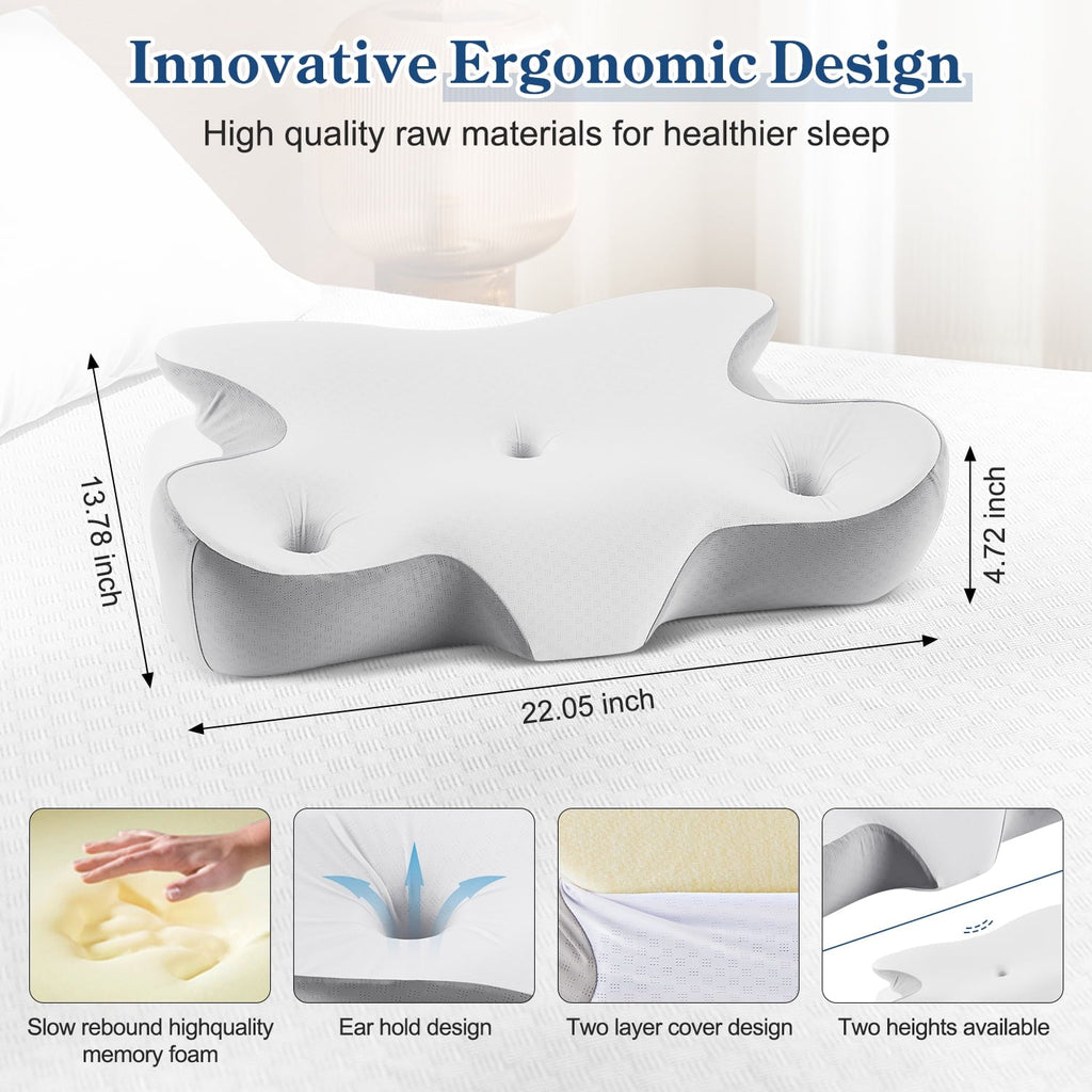 Orthopedic Support Cervical Pillow for Neck and Shoulder, Ergonomic Side Sleeper Pillow for Neck Support, Contour Memory Foam Pillows fo... - Decorative Throw Pillow Cushion for Sofa & Bed Detail
