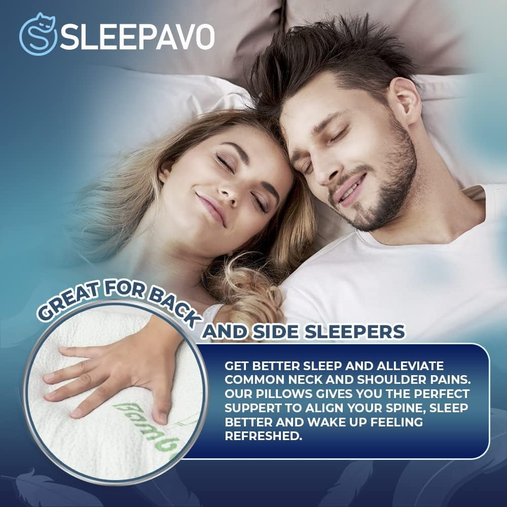 Fluffy Shredded Memory Foam Pillows Queen Size Set of 2 - Cooling Bed Pillows for Sleeping - Back, Stomach, Side Sleeper Firm, Comfy ... - Decorative Throw Pillow Cushion for Sofa & Bed Detail