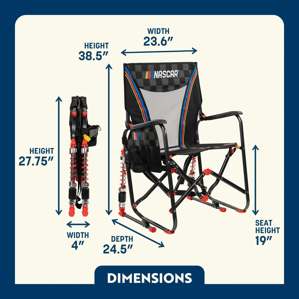 Luxury Camp Adjustable Rocker - NASCAR - Choice 899 - Heavy-Duty Kickback Rocker with Beverage Holder Detail