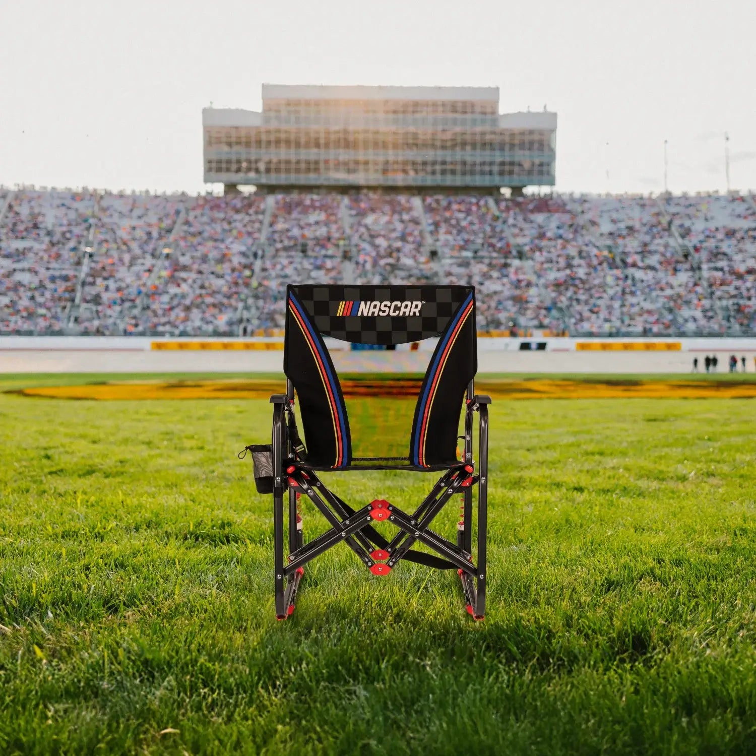 Luxury Camp Adjustable Rocker - NASCAR - Choice 899 - Heavy-Duty Kickback Rocker with Beverage Holder Detail