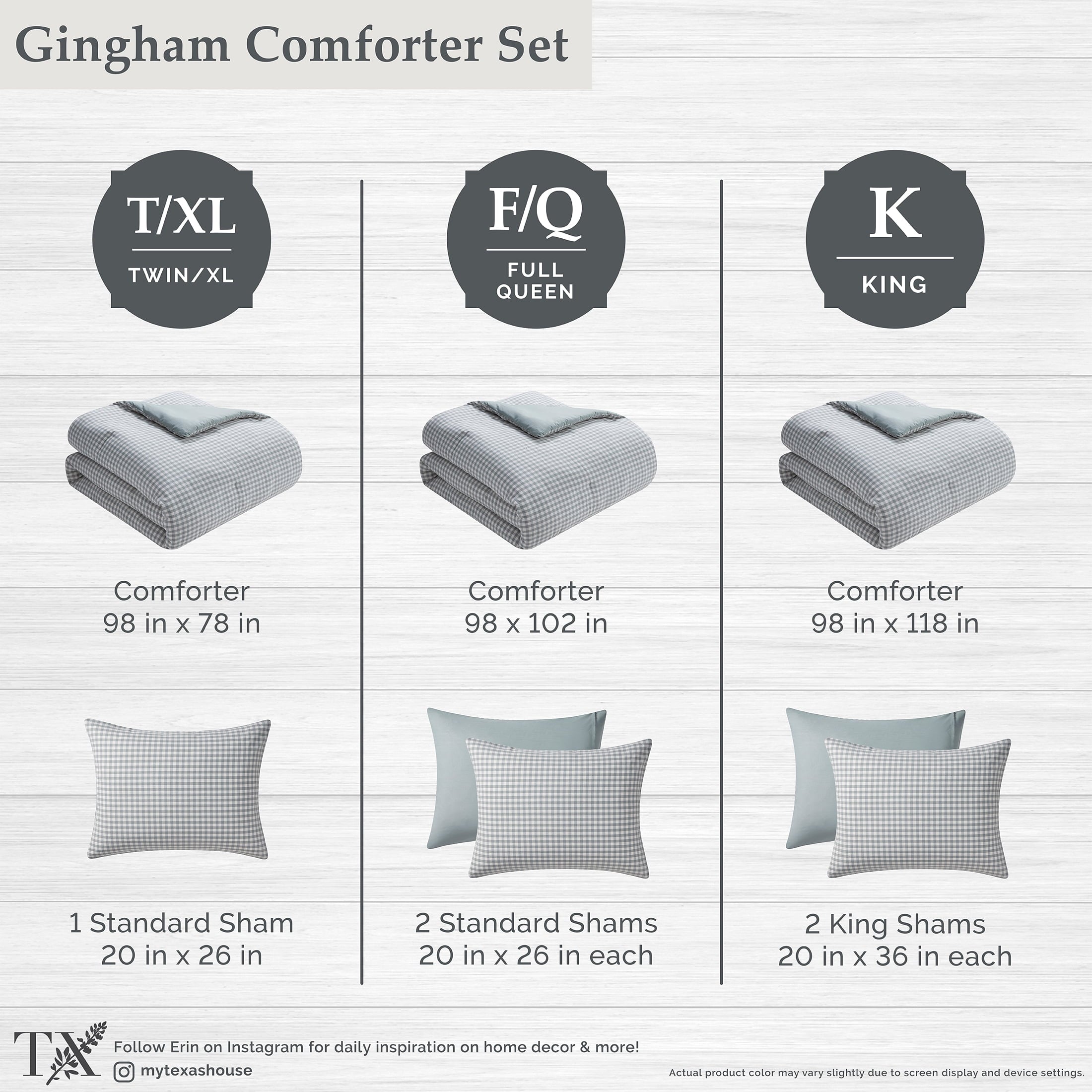 Luxurious Quilted Full/Queen Comforter Set, All-Season, 3-Piece, Green Gingham Plaid - Luxurious Quilted Duvet Cover Set Detail