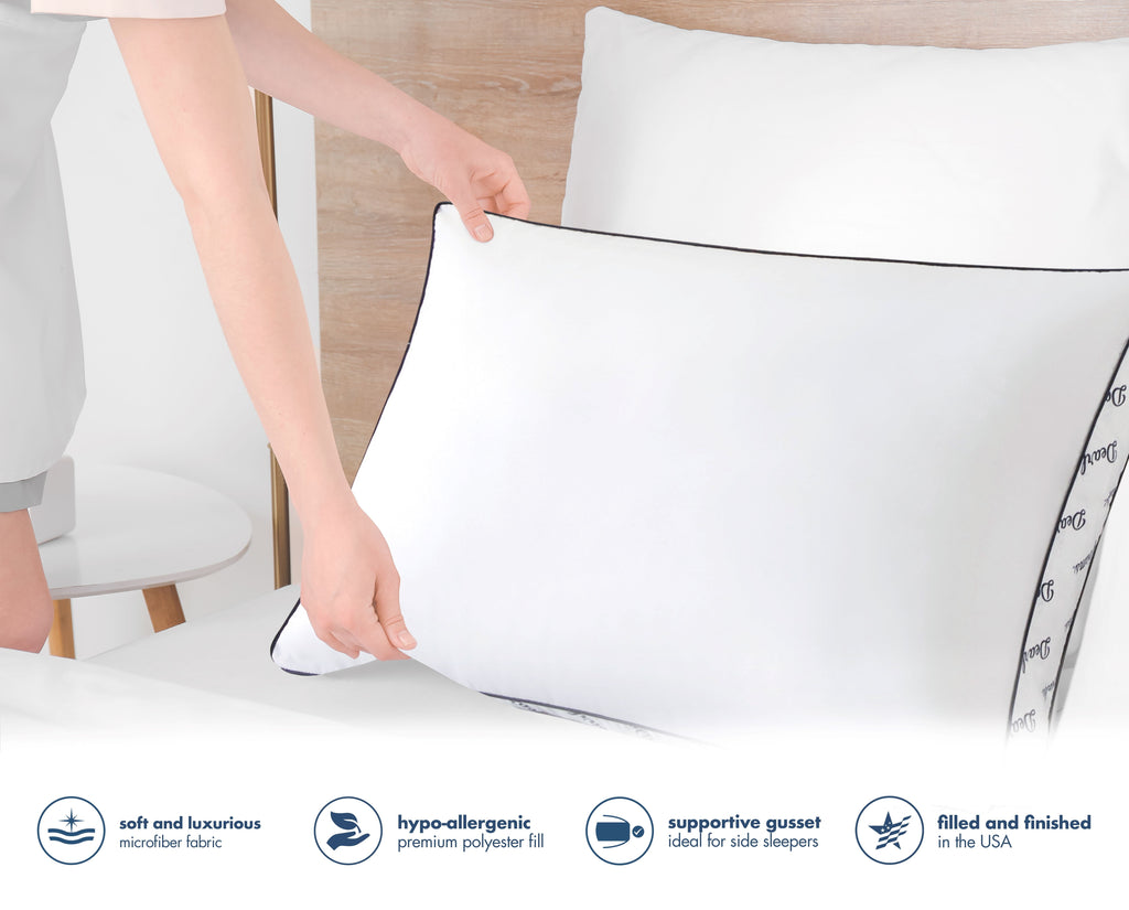 Fluffy Shredded Cozy Gusseted Bed Pillow Standard, White - Orthopedic Shredded Foam Bed Pillow Set Detail