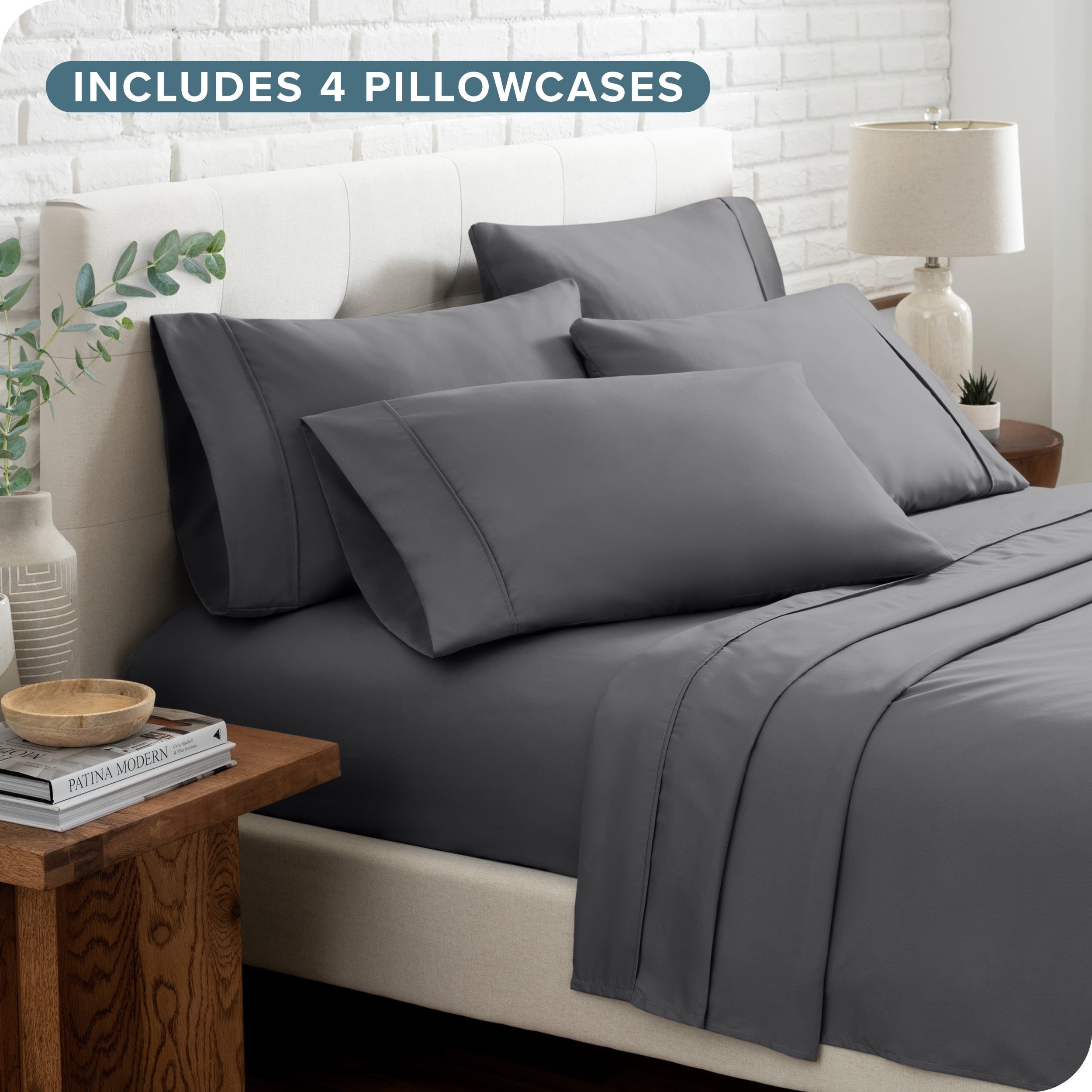 Premium Egyptian Cotton Luxury Bed Sheet Set- 6 Piece - Queen, Gray - Luxury Bed Sheet Set with Deep Pockets Detail