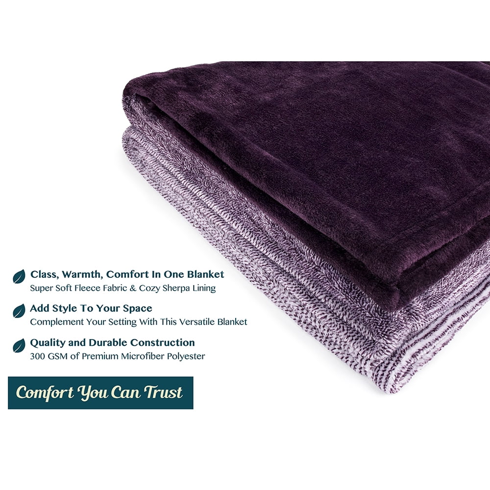 Reversible Sherpa Flannel Fleece Ombre Throw Blanket for Couch | Super Soft Cozy Microfiber Couch Blanket | Gradient Decorative Accent ... - Cozy Fleece Throw Blanket for Couch & Bed Detail