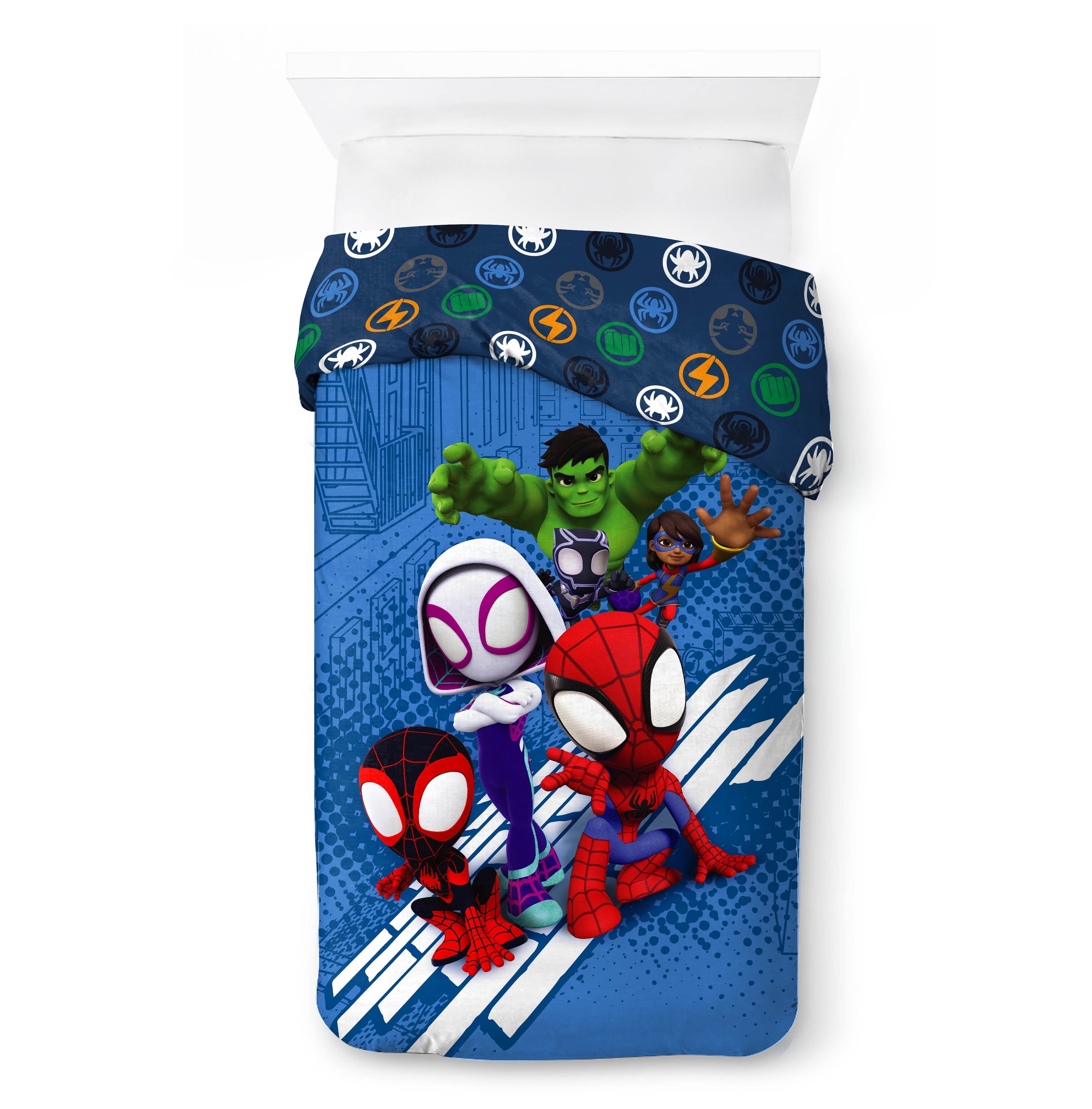 Heavyweight Warmth Spidey Amazing Friends Kids 2-Piece Twin/Full Reversible Comforter Set, Microfiber, Red - All-Season Down Alternative Comforter Insert Detail