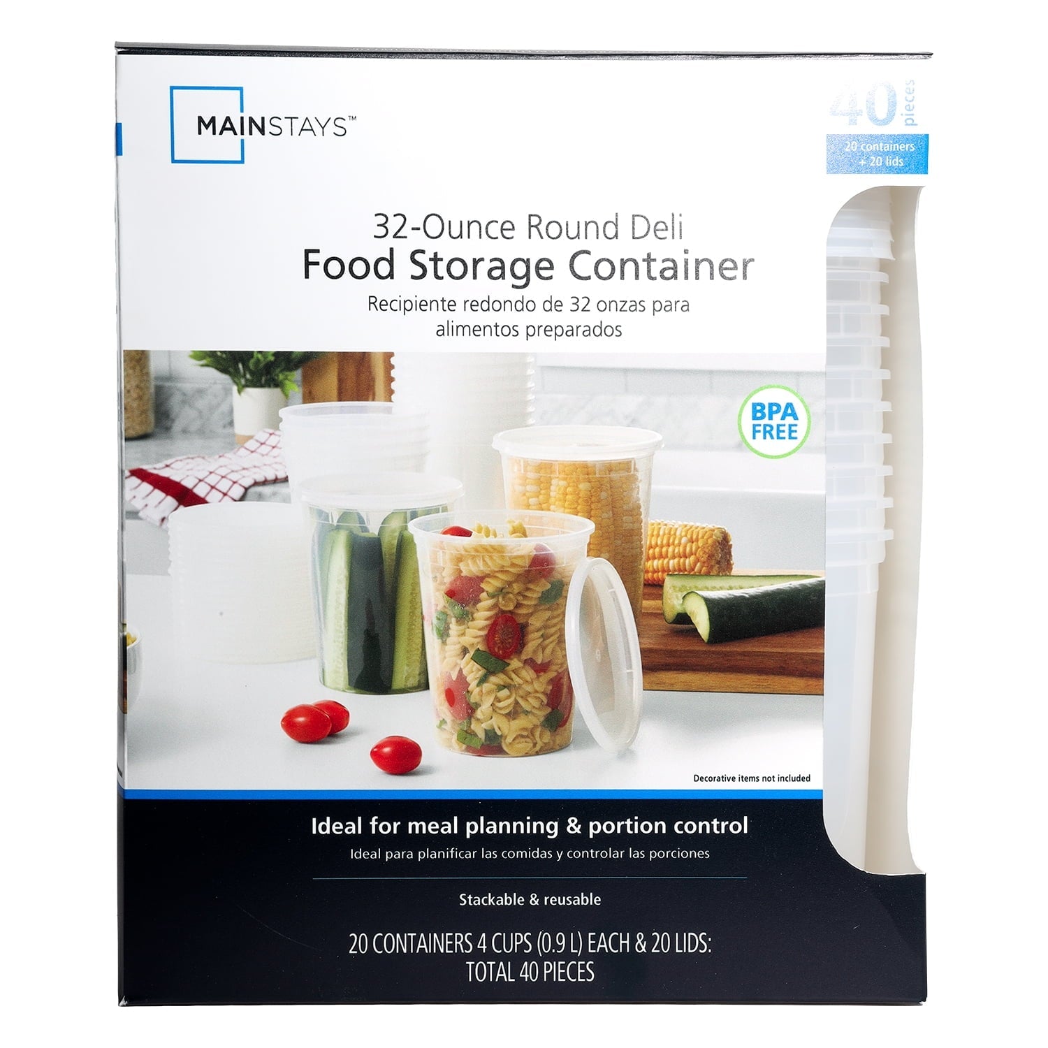 Playful Geometric 40 Piece 32oz Plastic Deli Container, Ideal Use for Meal Prep and Batch Cooking - Deliciously Soft Cupcake Sensory Glob Detail