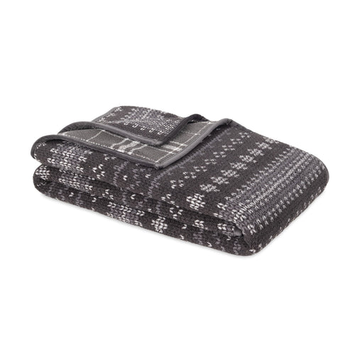 Decorative Knitted Berkshire Life Reversible Printed Hampshire Soft Throw Blanket, Glacier Fair Isle - Super Soft Reversible Sherpa Flannel Blanket Detail
