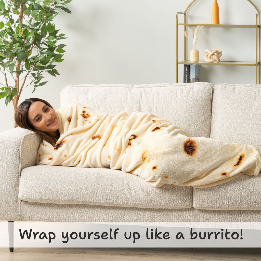 Super Soft Flannel Burrito Tortilla Blanket, Double Sided Taco Flour Wrap Novelty Throw for Adult Kid Teen, Realistic Food Blanket, Funn... - Cozy Fleece Throw Blanket for Couch & Bed Detail